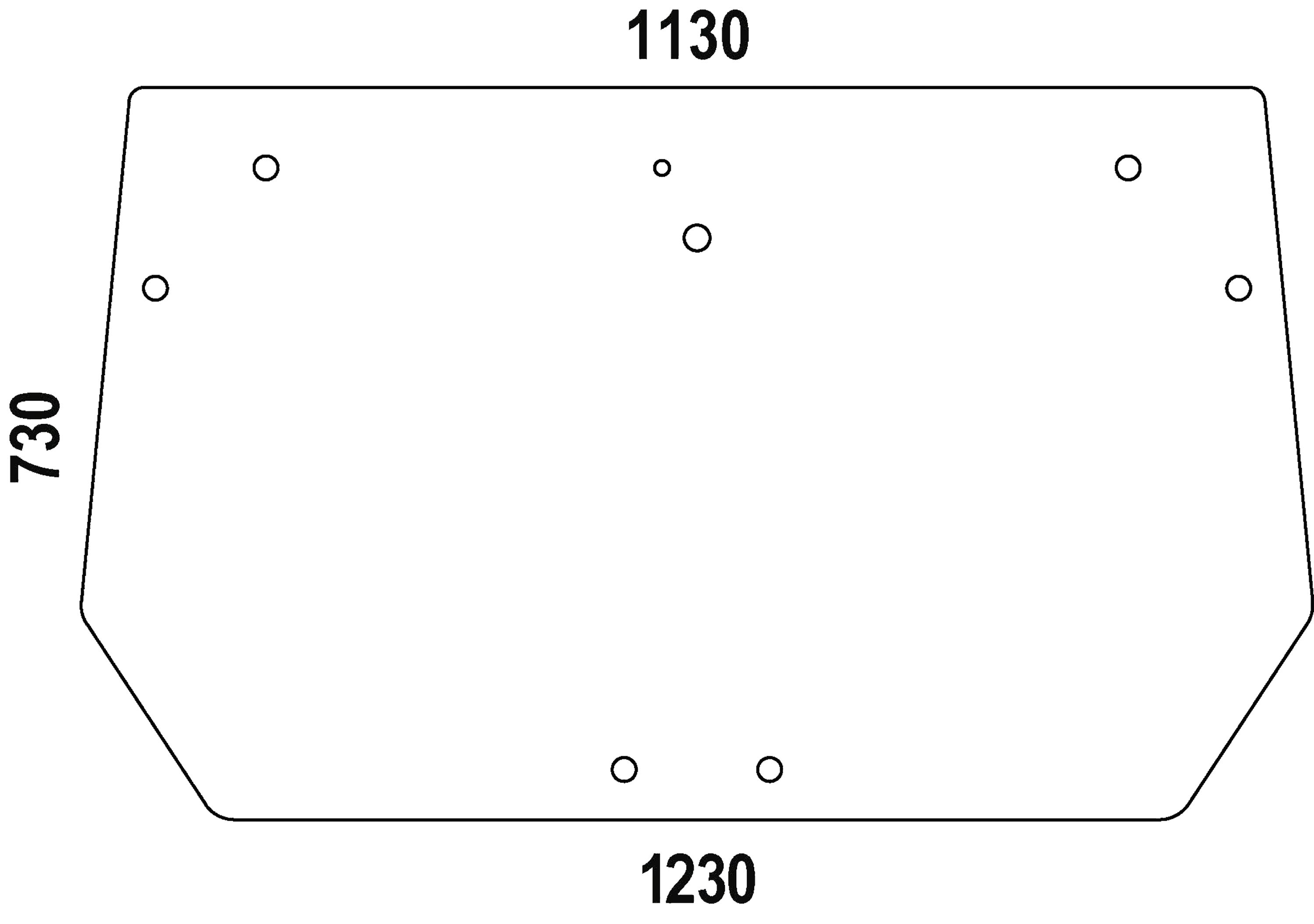 Heckscheibe grün, Siebdruck, 8 Bohrungen, für Traktor Deutz-Fahr, Hürlimann, Lamborghini