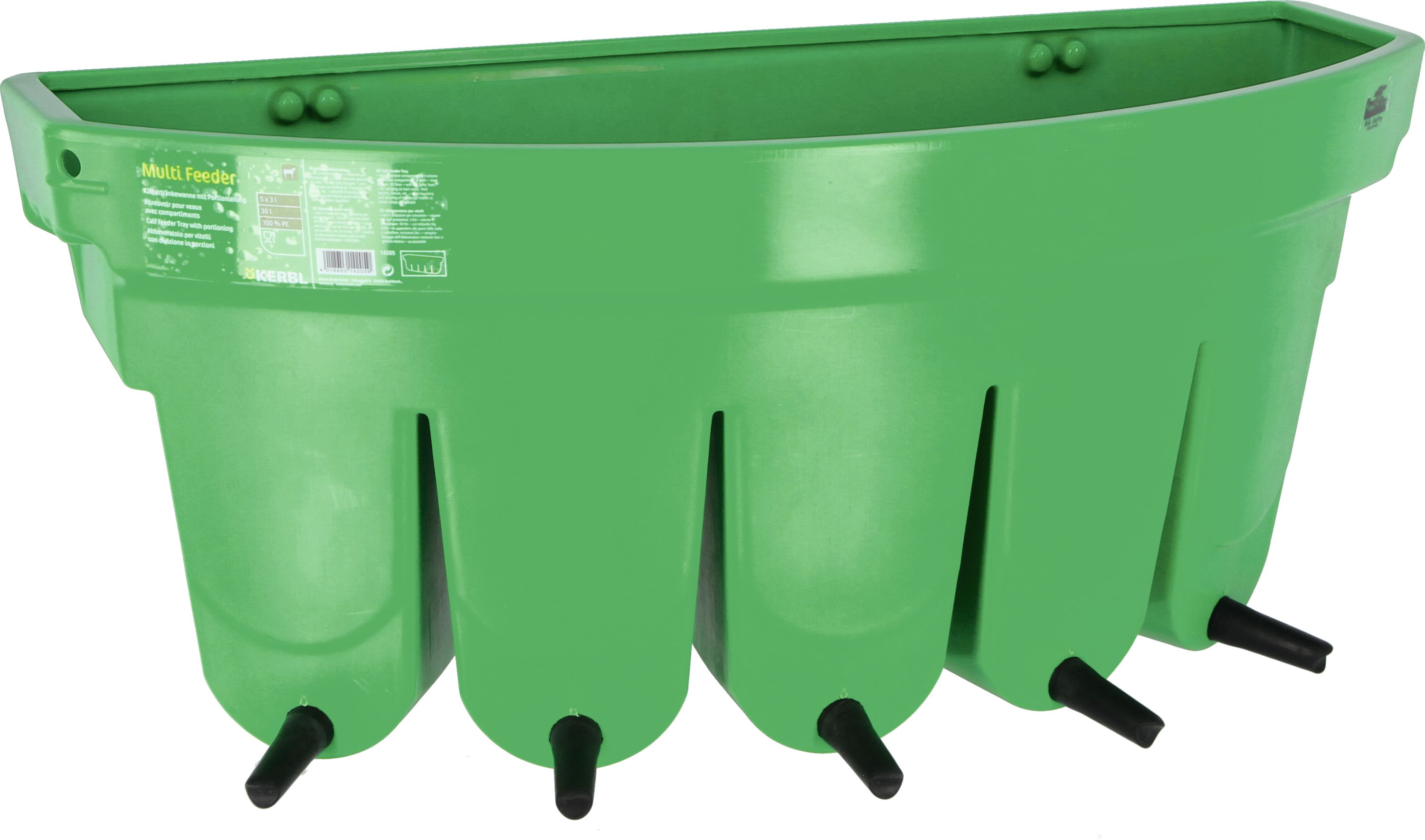 KERBL Kälbertränkewanne "Multi Feeder" 30 l mit 5 Big Softy-Saugern, mit Portionierung, 14204