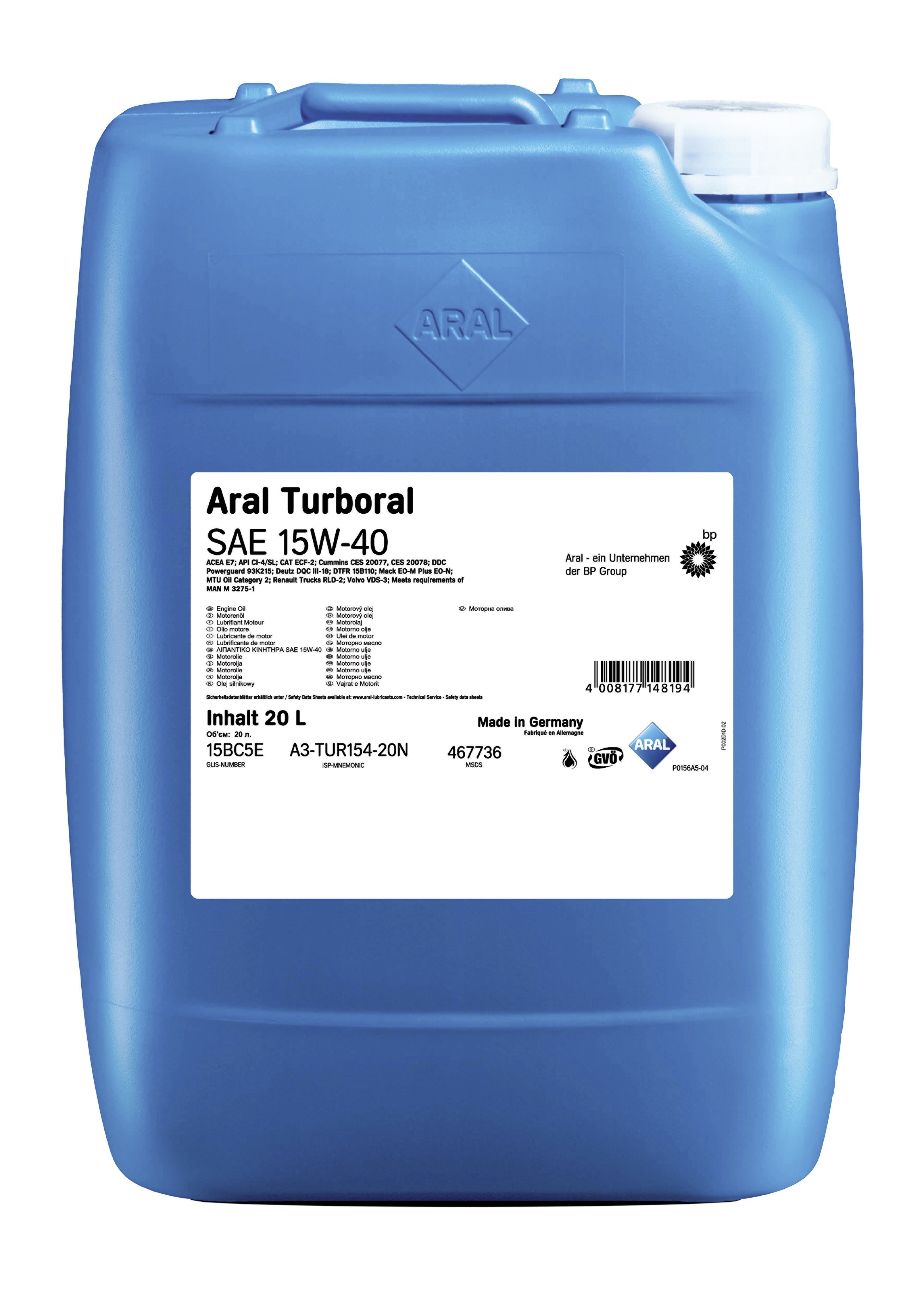 Aral Turboral 15W-40 20 Liter Kanister SAE 15W-40 Universal-Nutzfahrzeugmotorenöl