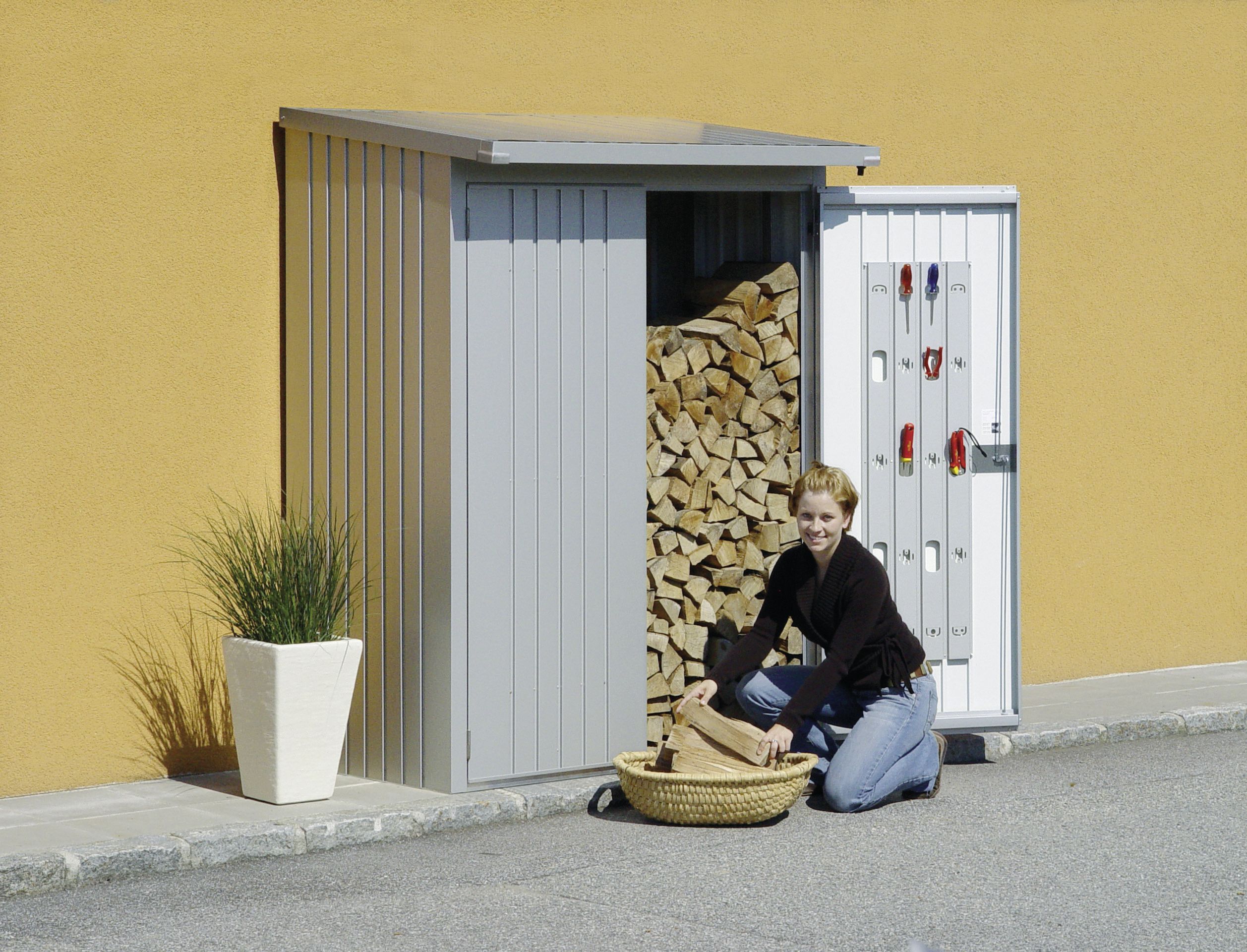 Biohort Brennholzunterstand Woodstock 150 157 x 102 cm silber; metallic zur Aufbewahrung von Holz