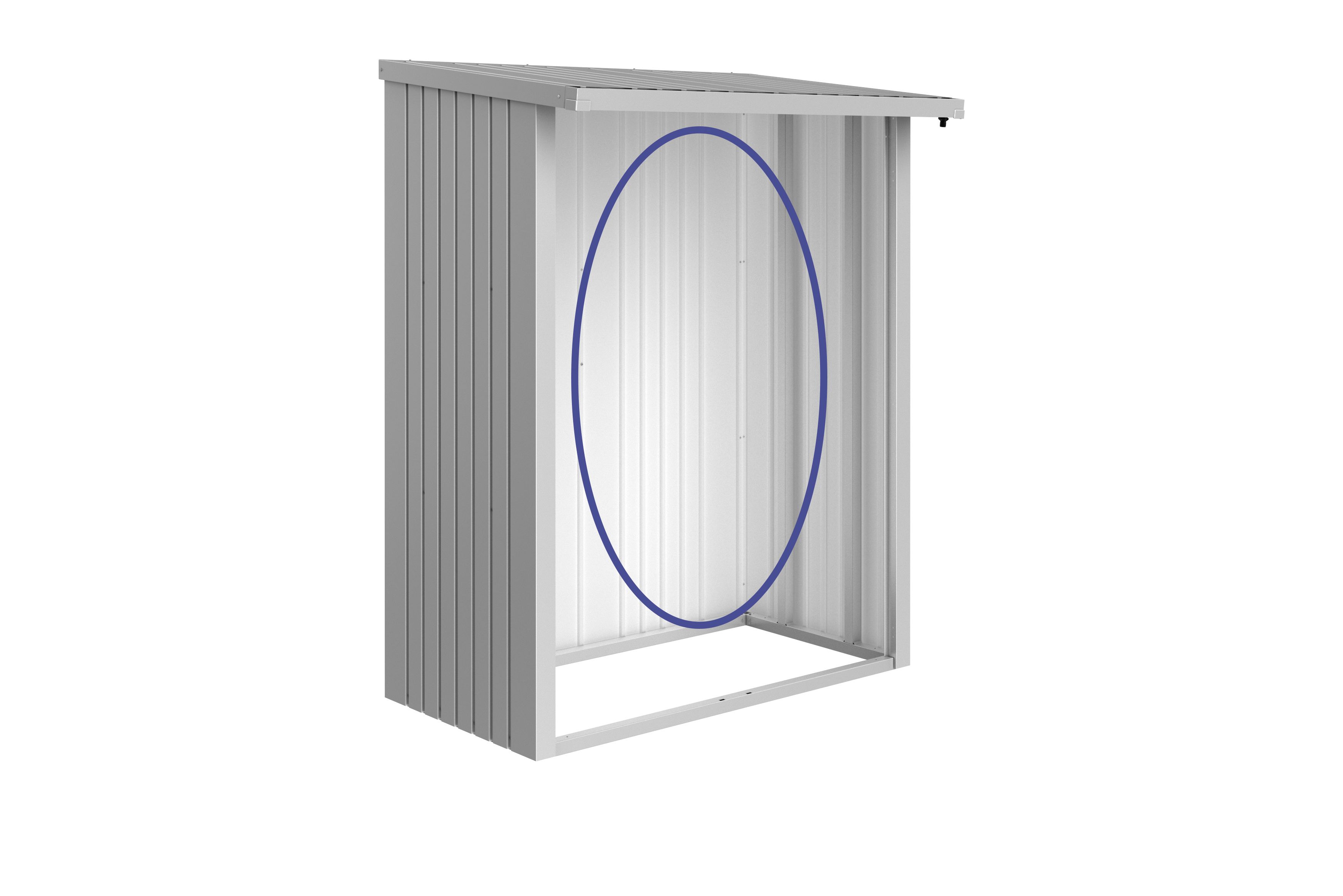 Biohort Rückwand für Brennholz Unterstand Woodstock 150 145,5 x 1,1 cm silber; metallic