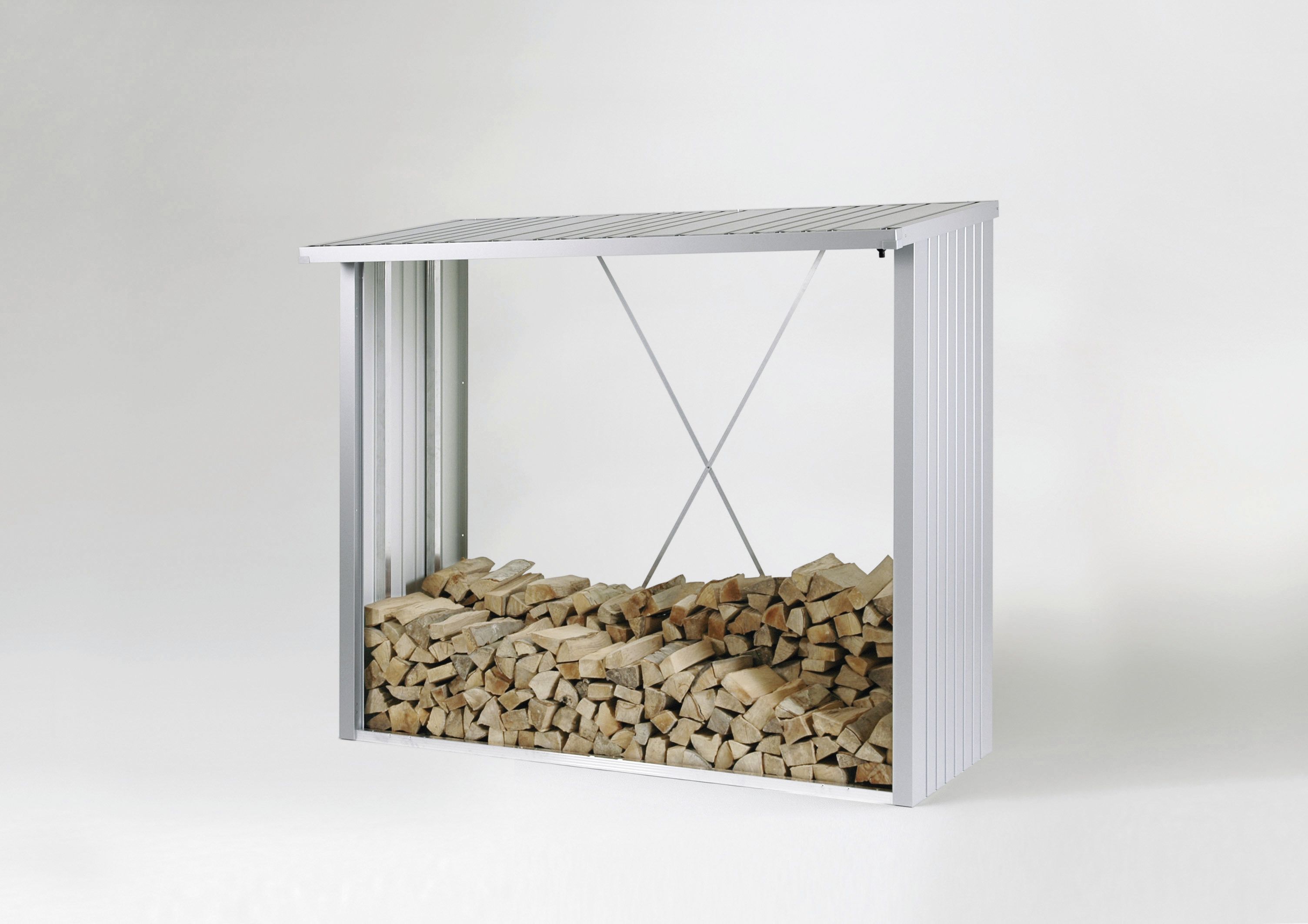 Biohort Brennholzunterstand Woodstock 230 229 x 102 cm silber; metallic zur Aufbewahrung von Holz