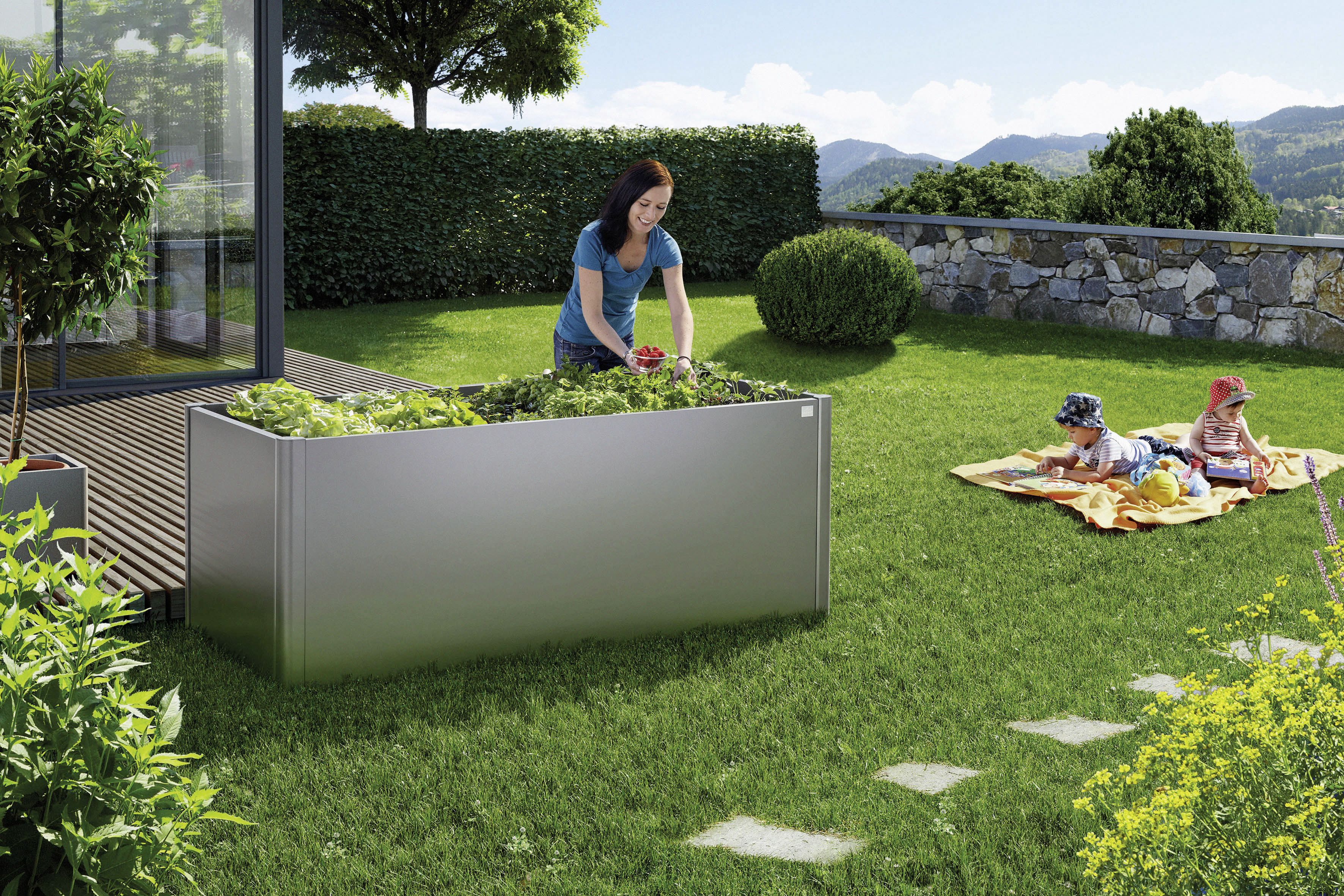 Biohort Metall Hochbeet Typ 2x1 quarz-grau; metallic verschiedene Ausführungen Füllmenge 1.419,11 l