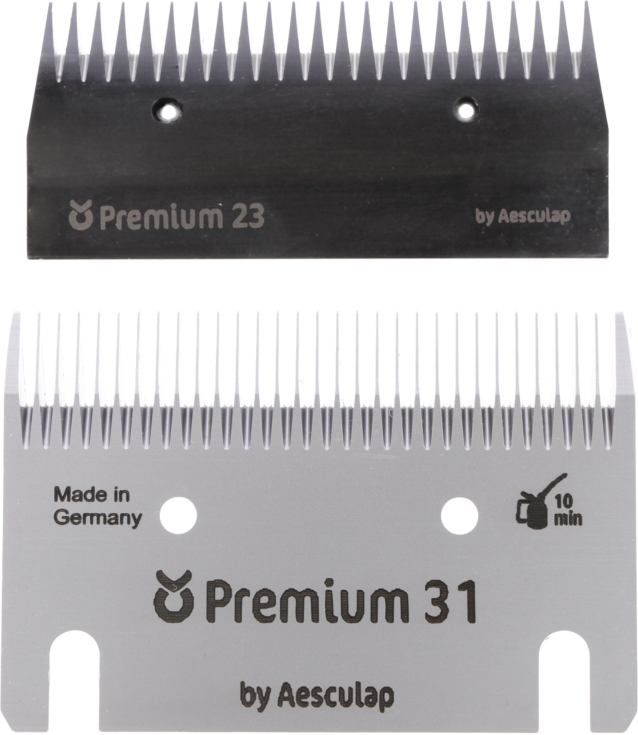 AESCULAP Schermessersatz "Premium" Ober-/Untermesser 23/31 Zähne, Euterschur, Feinschur, Rinder; Pferde, 18957