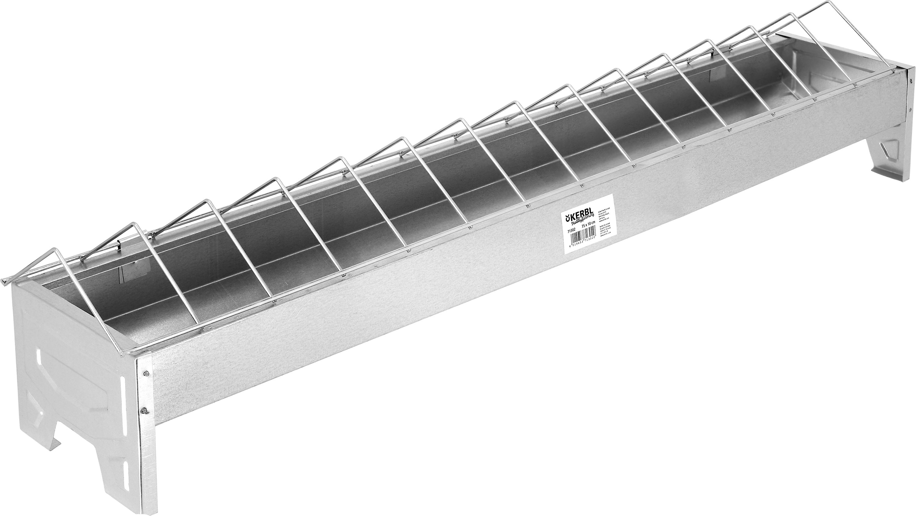 KERBL Futtertrog 75 x 10 cm Metall verzinkt, für Hühner, 71302
