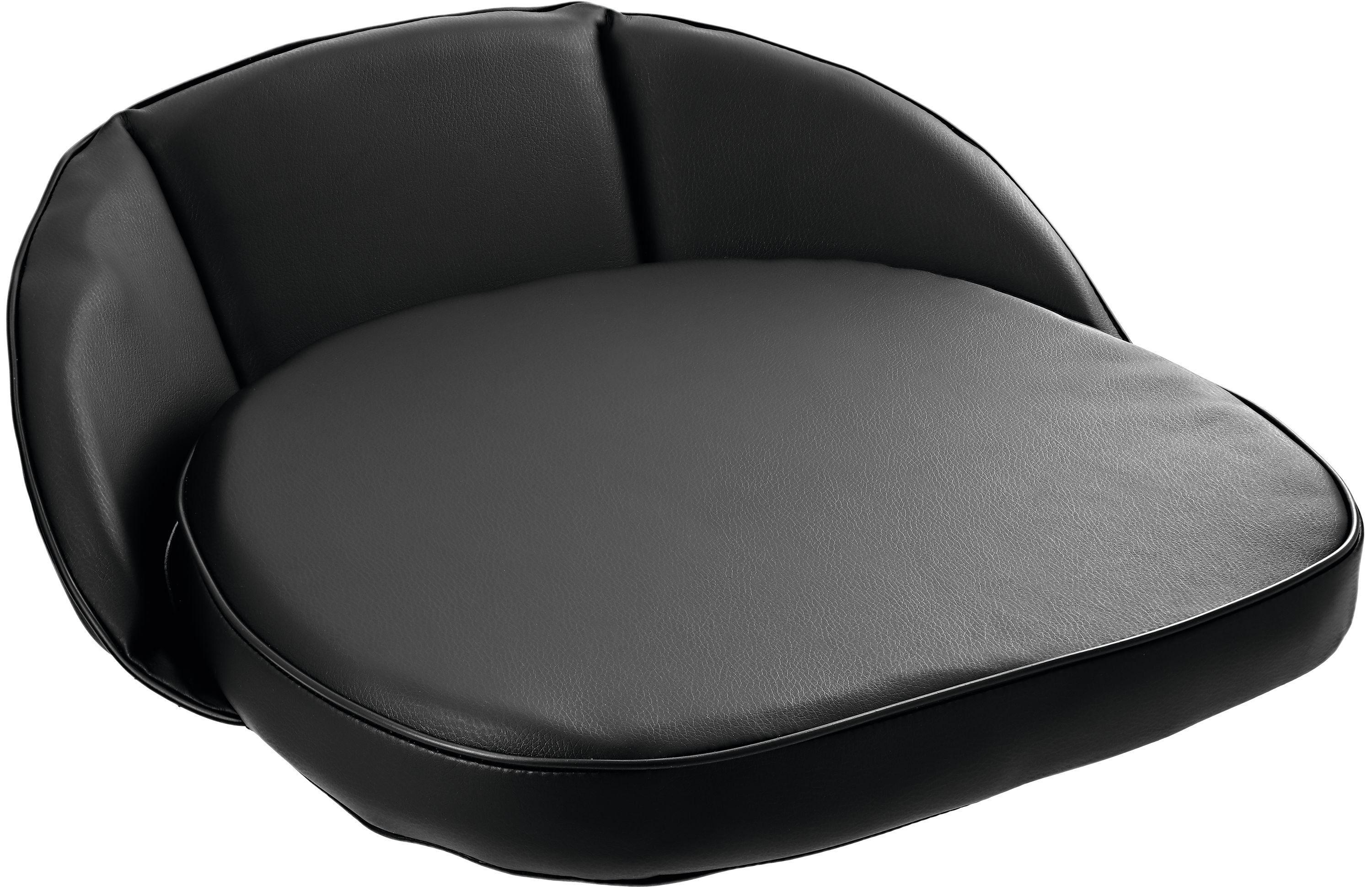 Sitzkissen, schwarz, Kunstleder, 1-teilig mit 20 cm Rücken, Riemenbefestigung