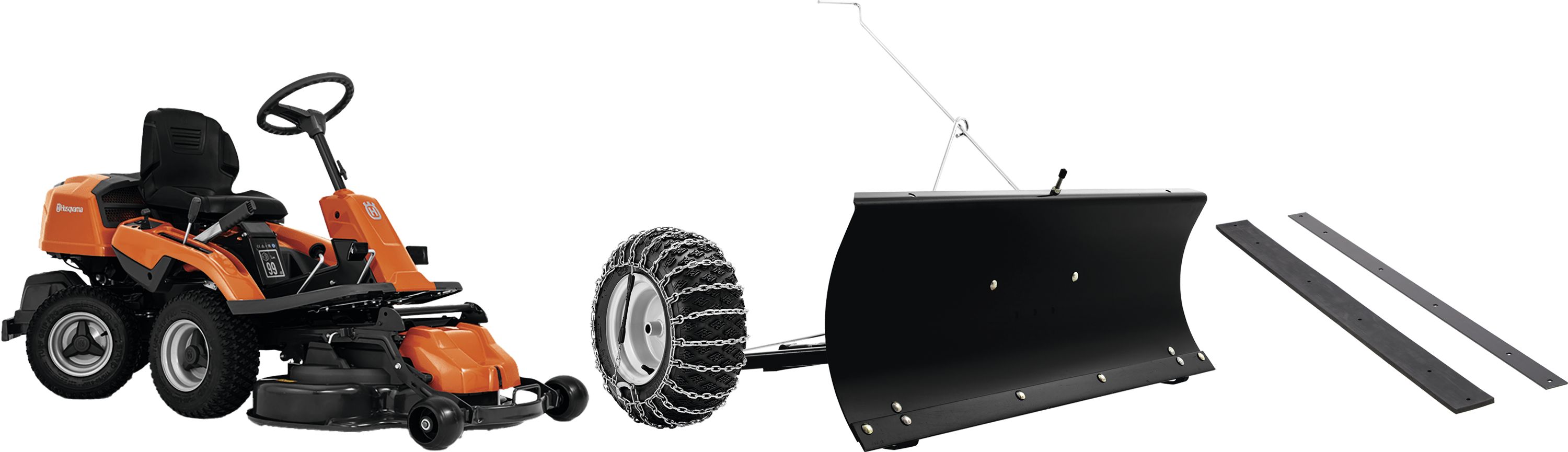 Husqvarna "Rider R 214T" mit Mähdeck, Schneeschild, Gummischürfleiste, Schneeketten 12 kW (16,3 PS), exklusives BayWa-Modell, 9705422-01