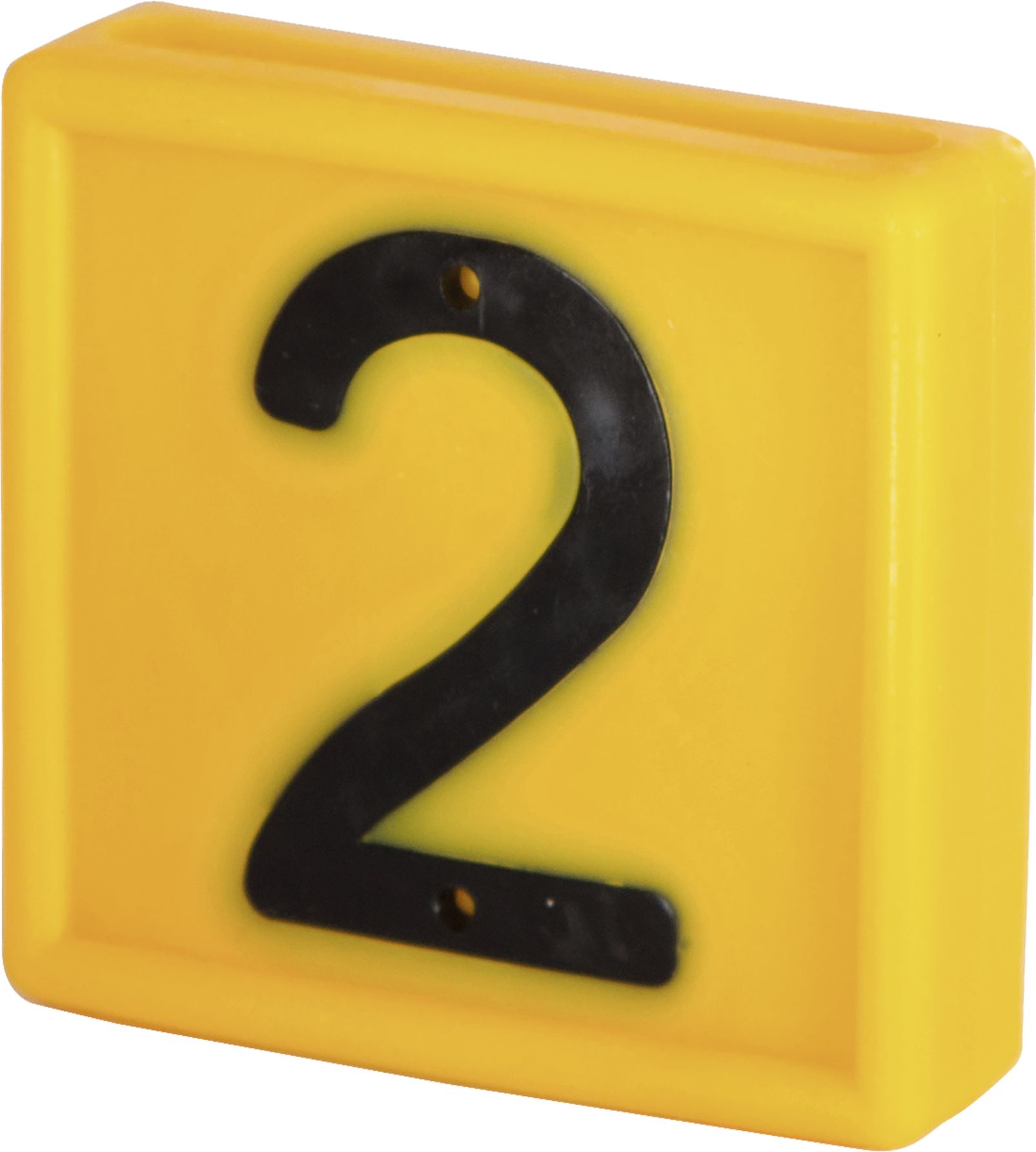KERBL Halsbandnummer Ziffer 2, Kunststoff gelb für Halsmarkierungsbänder bis 4 cm Breite, 1 St., 207482