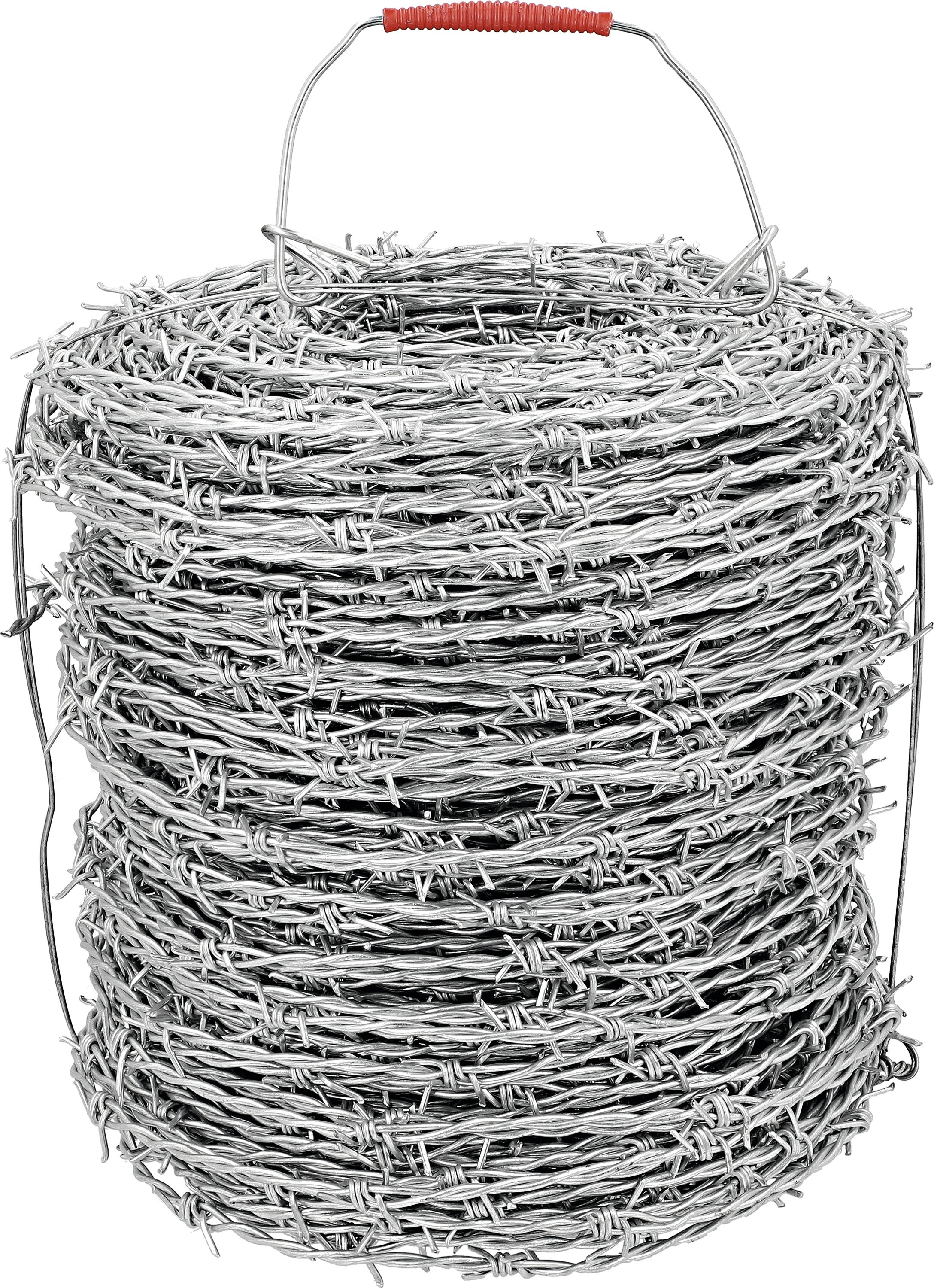 Stacheldraht 2,5 mm Eisen verzinkt 2-drähtig, 4-spitzig, Stachelabstand 100 mm, 200 m