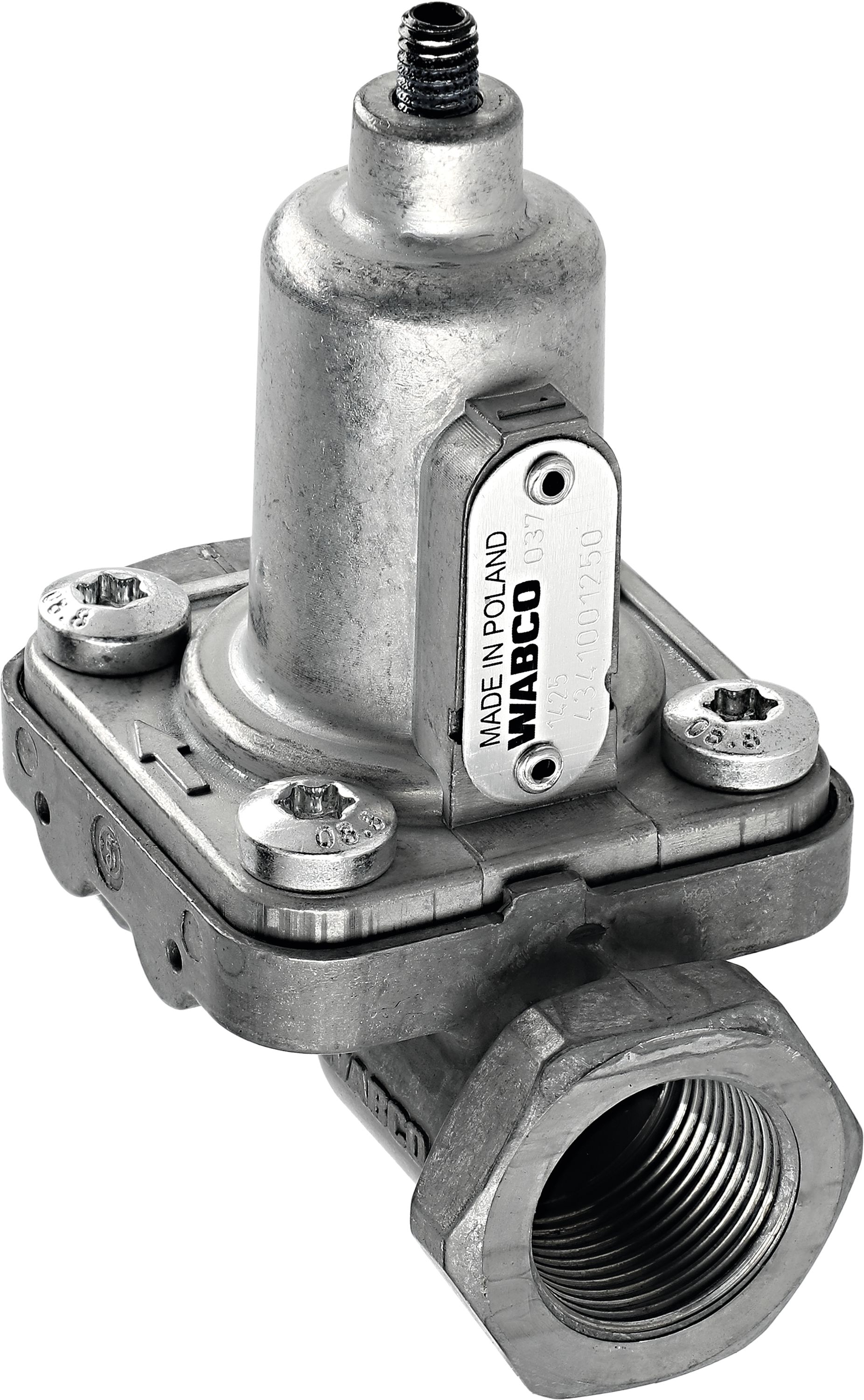 Wabco Überströmventil "A", Überströmdruck 6 bar, 5,3 – 7 bar, ohne Rückströmung, Einstellung mit Lack gekennzeichnet, 434 100 125 0