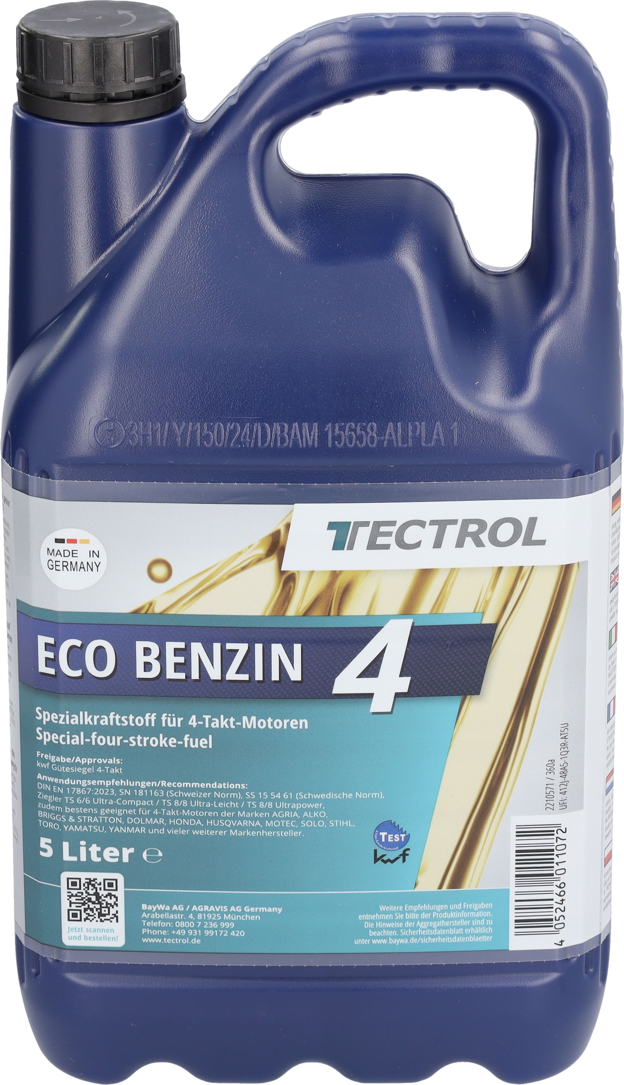 TECTROL ECO BENZIN 4 5 l Kanister Sonderkrafstoff, Gerätebenzin, Alkylatbenzin für 4-Takt-Motoren, gebrauchsfertig, Spezialkraftstoff