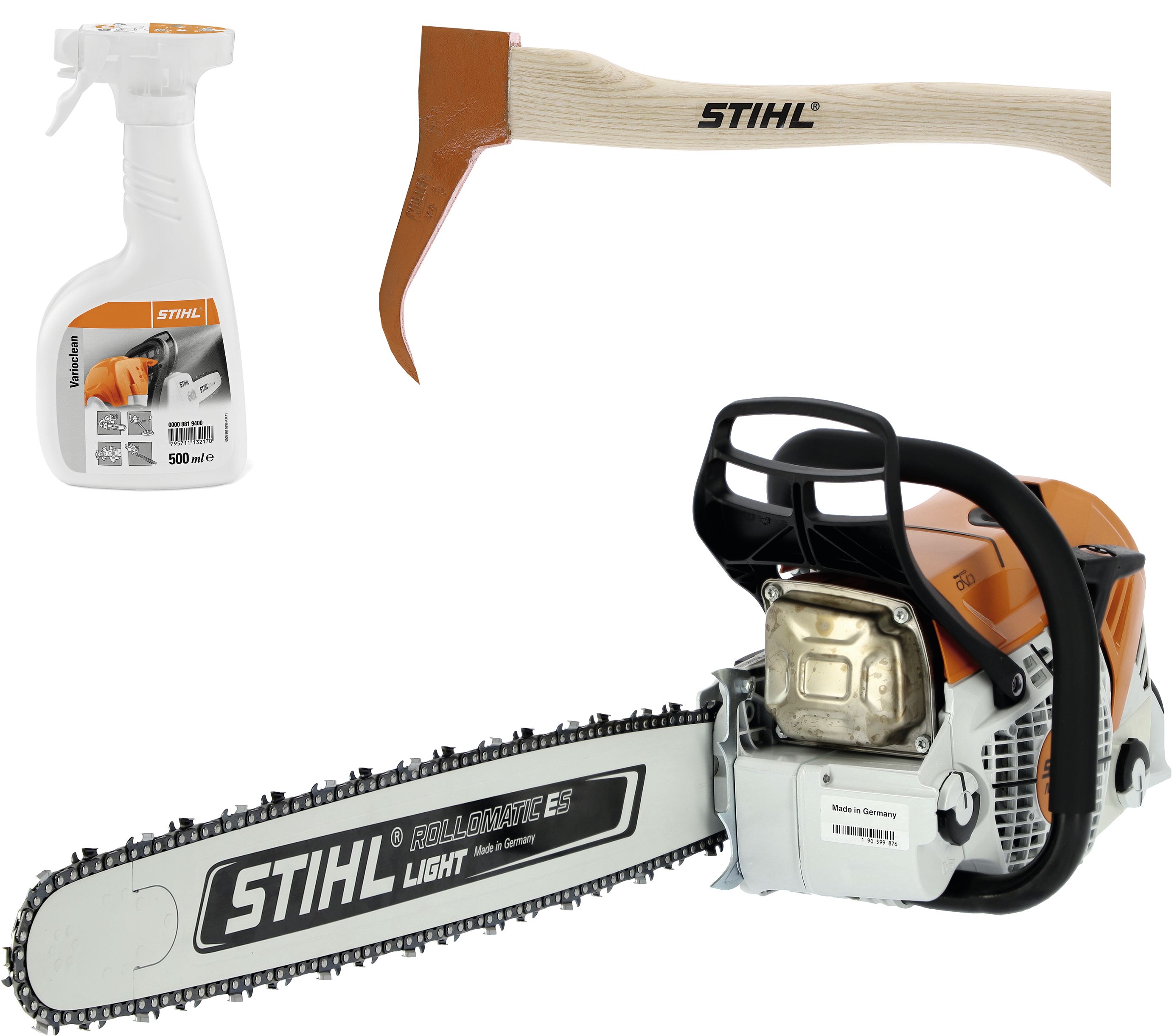 STIHL Benzin-Kettensäge "MS 500i W" 5,0 kW (6,8 PS) Schienenlänge 63 cm, mit Griffheizung, mit 1 Kette, Harzlöser, Sappie, 1147 200 0004
