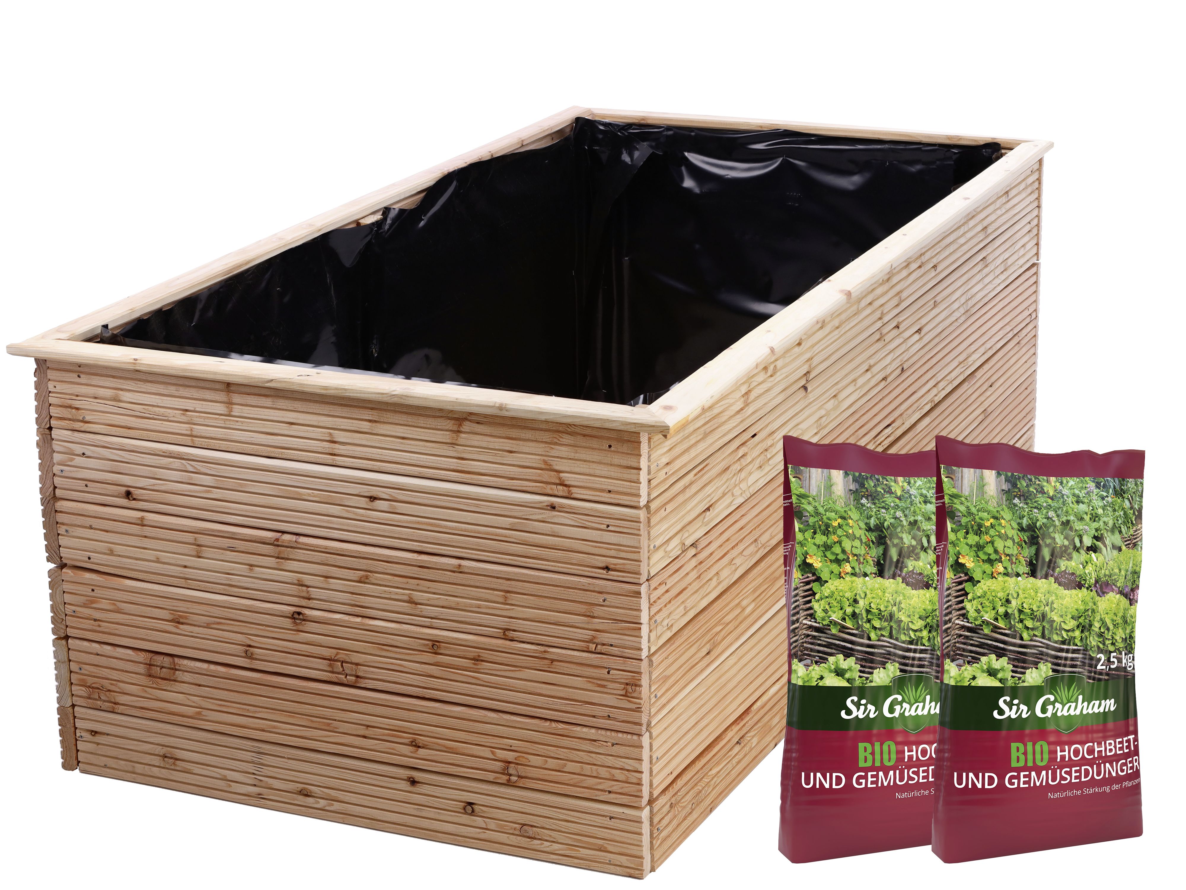 Hochbeet Lärchenholz 200 x 100 x 72 cm natur Füllmenge 1.440 l + 2x gratis Hochbeet Dünger
