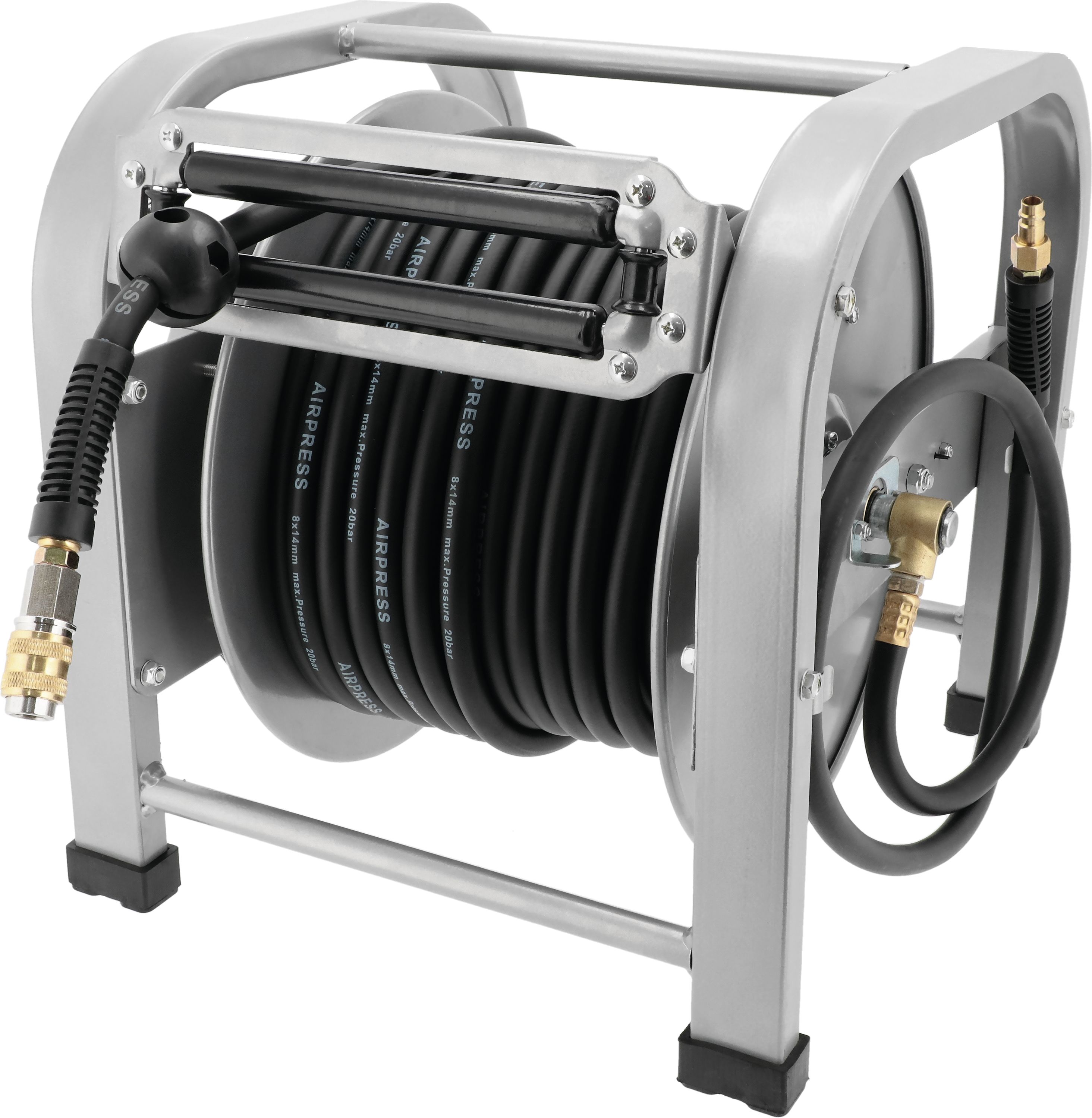 Airpress Schlauchaufroller für Druckluft, selbstaufrollend, stehend, 30 m, 46508