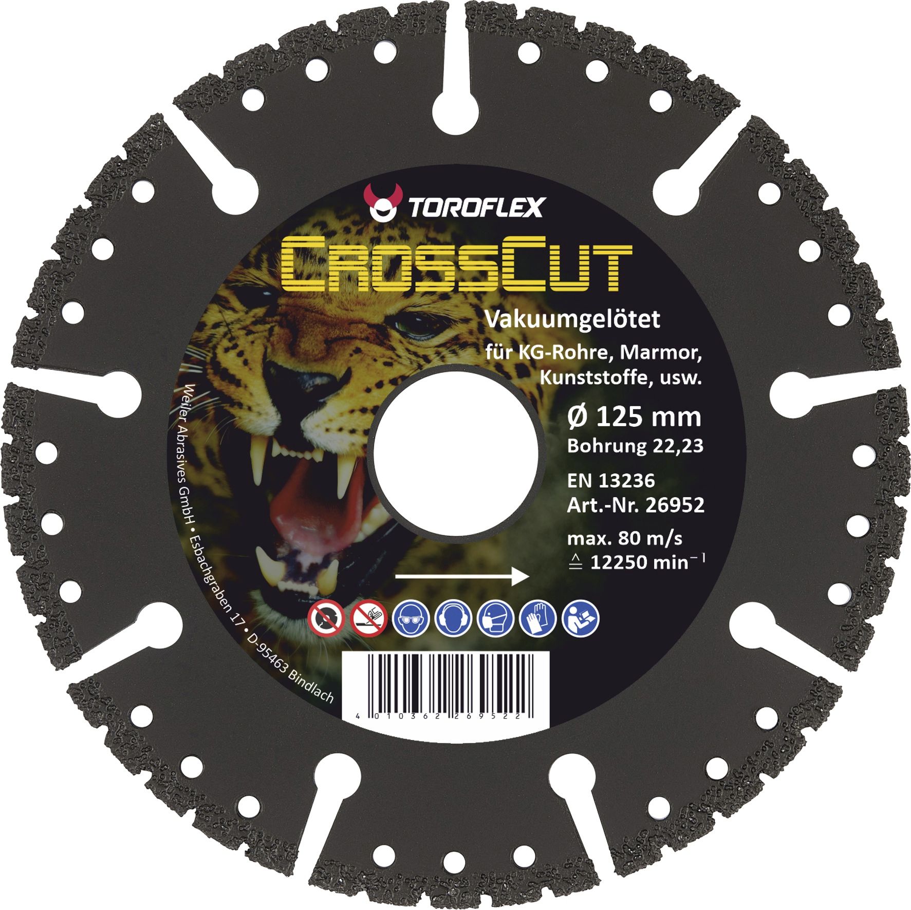 Toroflex Crosscut Diamant-Trennscheibe 125 x 22,23 mm