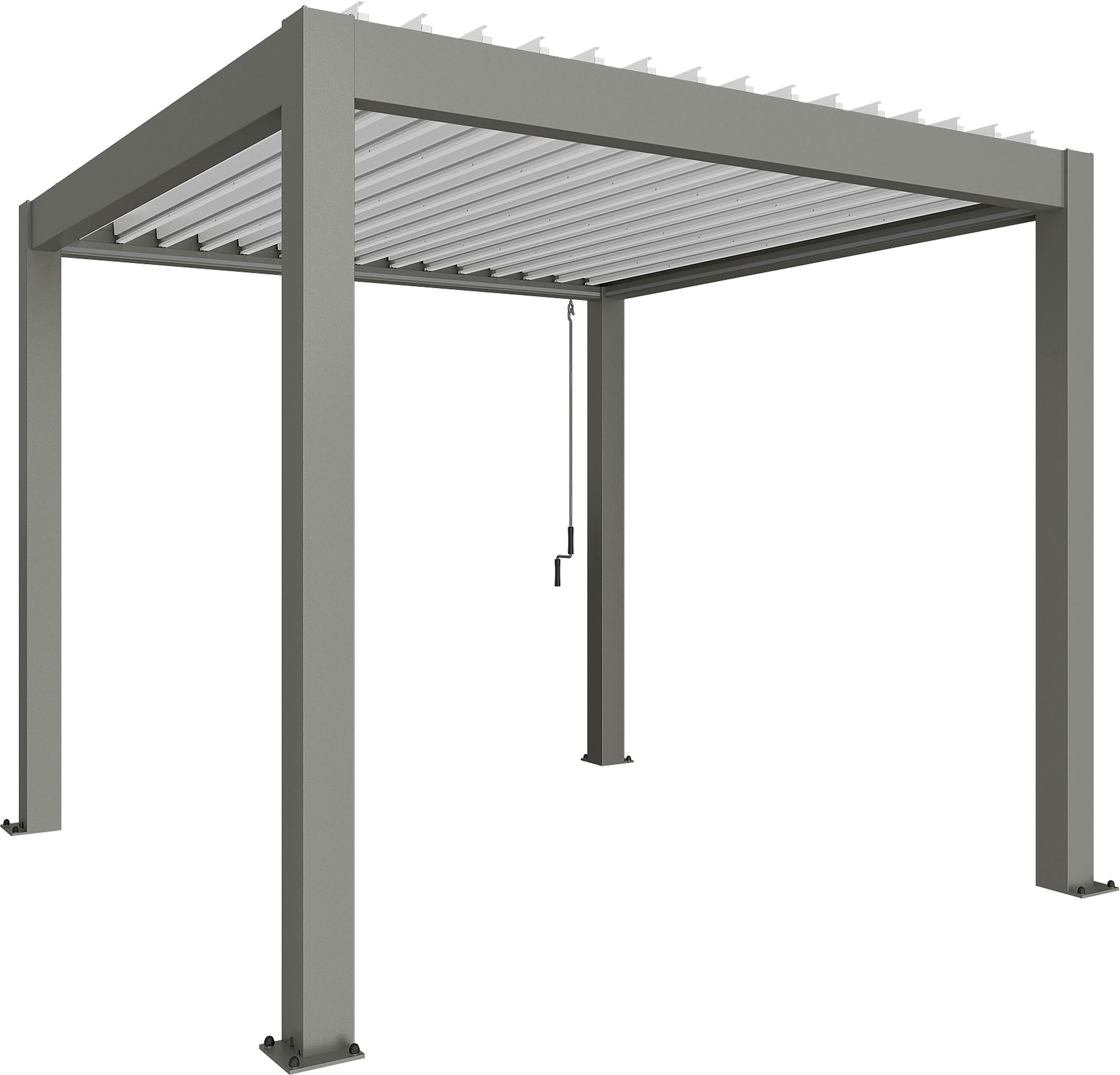 biohort Pergola quarzgrau-metallic; weiß, Lamellendach weiß, 4 x 3,5 m