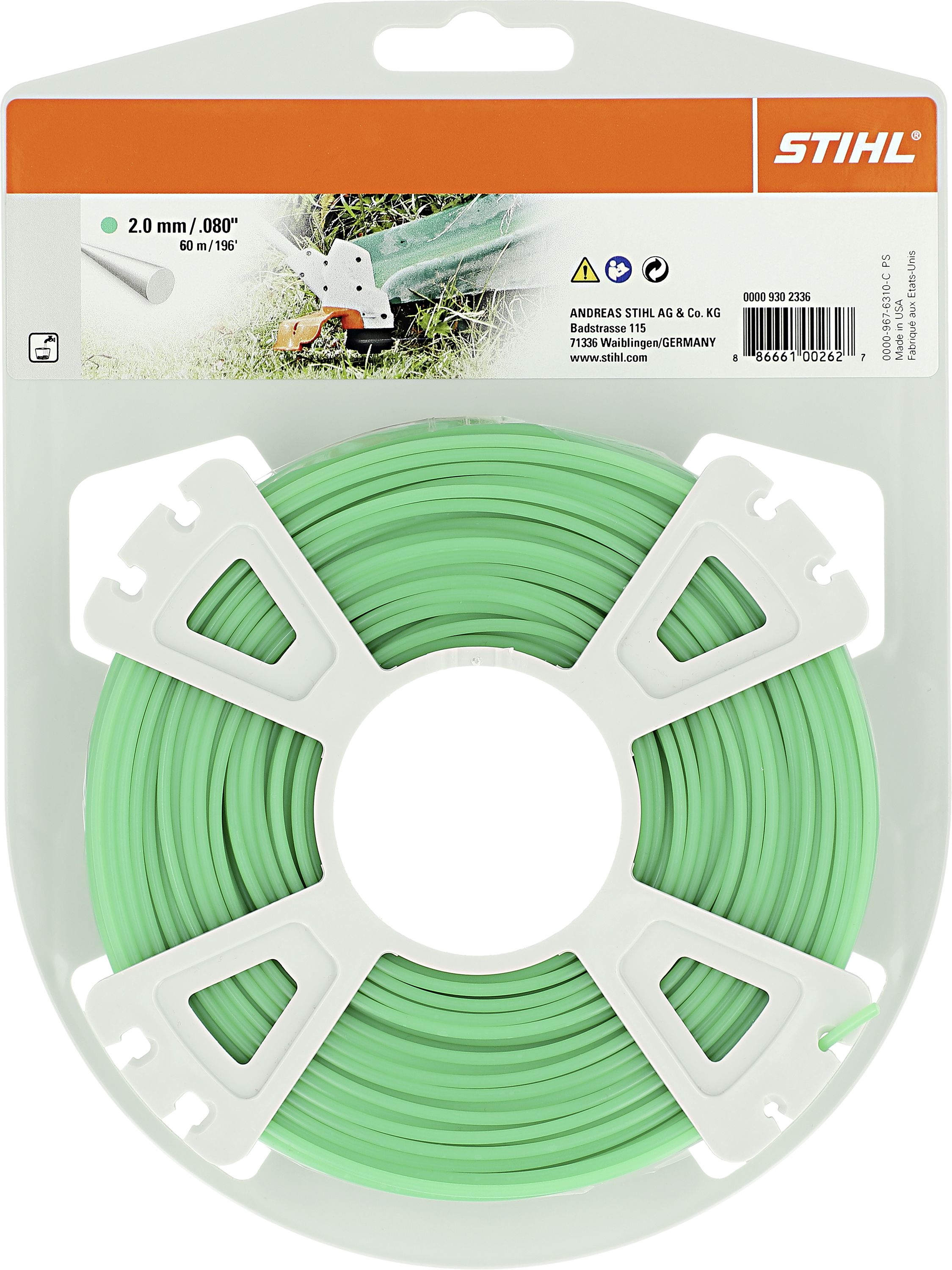 STIHL Mähfaden rund 2,0 mm/60 m, grün, 0000 930 2336