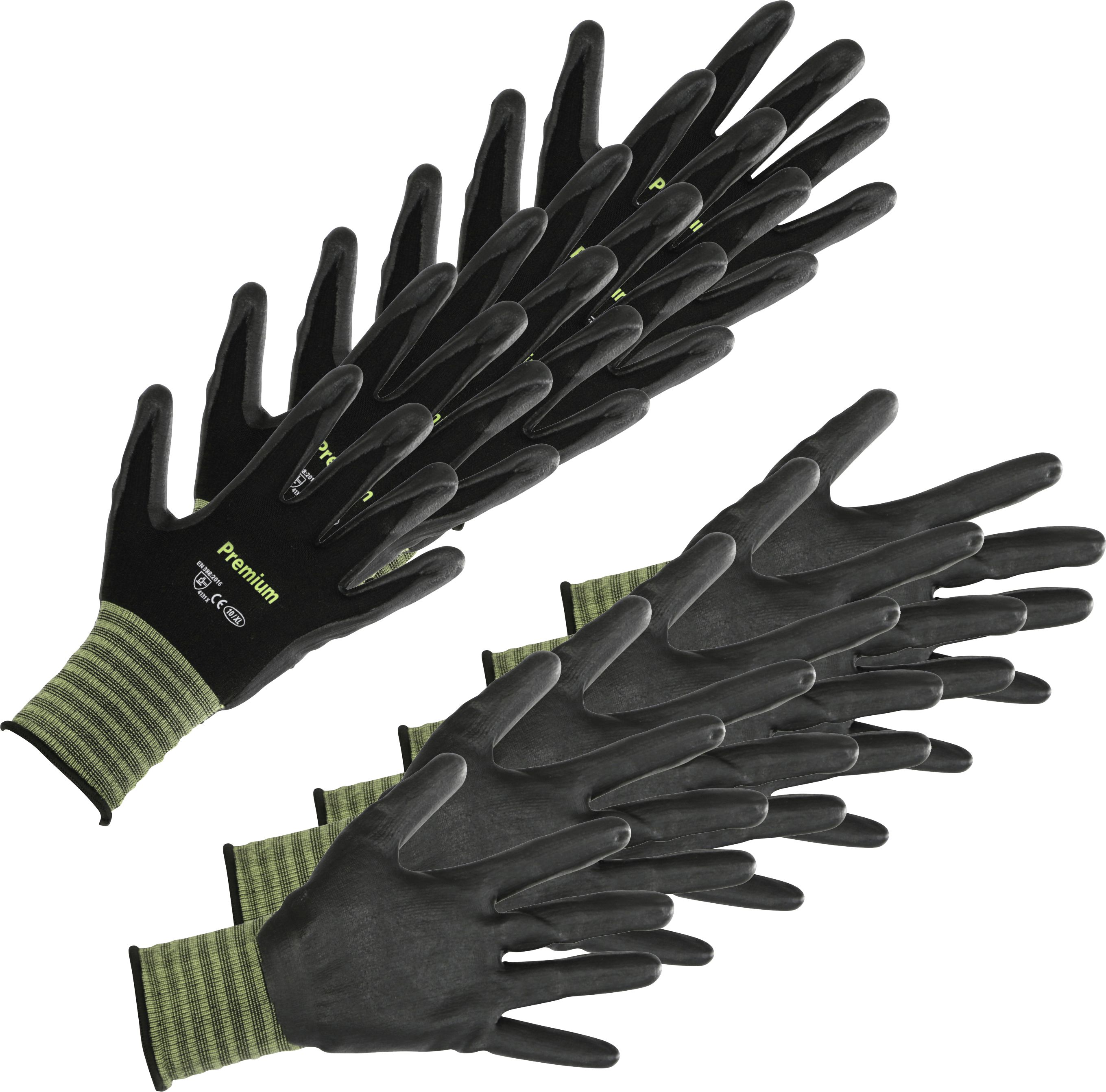 Keron Handschuhe "Premium" Gr. 10, 6 Paar, Nylon-Feinstrick, nitrilschaumbeschichtet, 297464/6