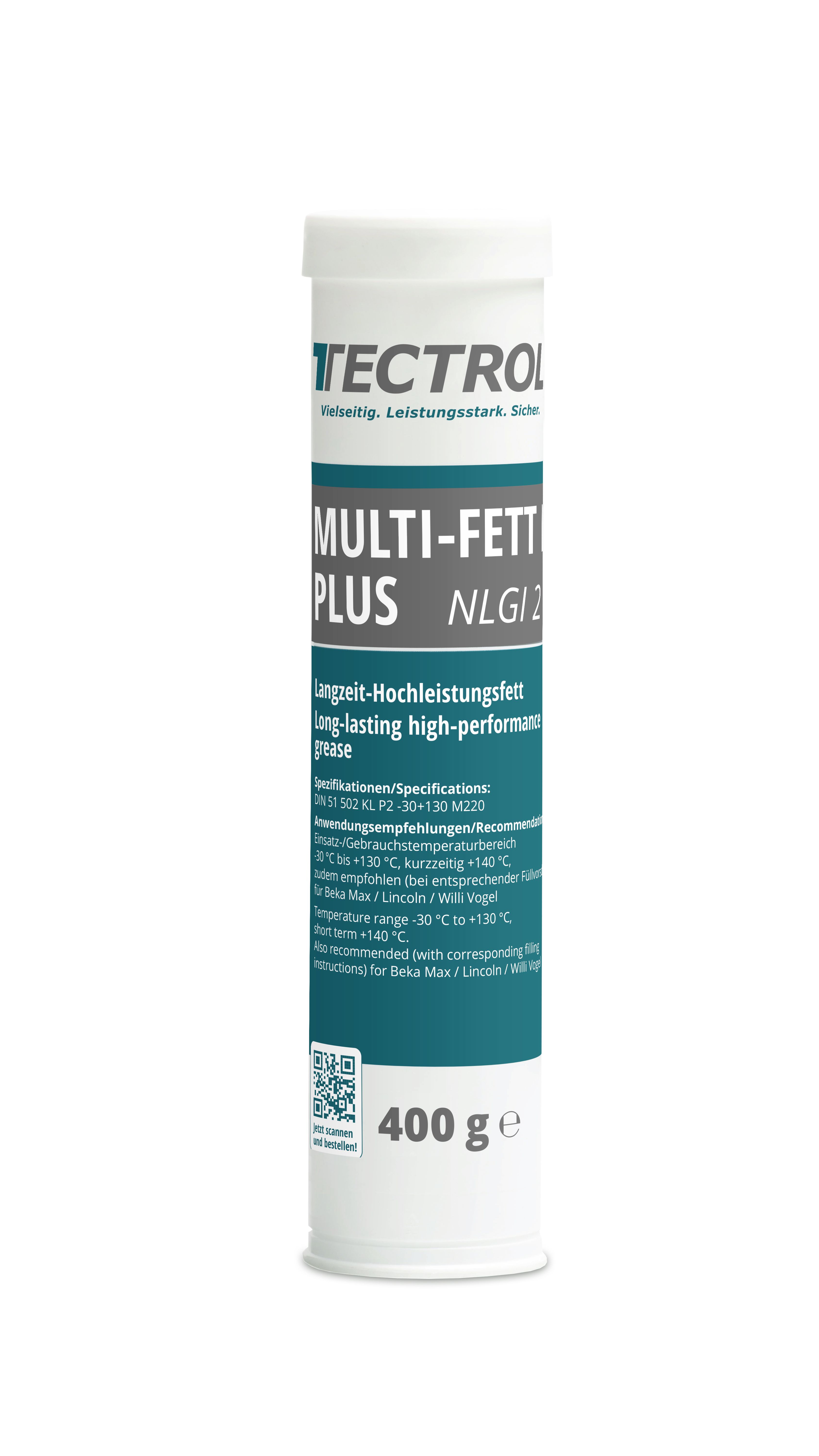 TECTROL MULTI-FETT LZR PLUS 400 g Kartusche NLGI 2 Schmierfett, Langzeitfett Zentralschmieranlagen, Lithium, Willy Vogel, Lincoln