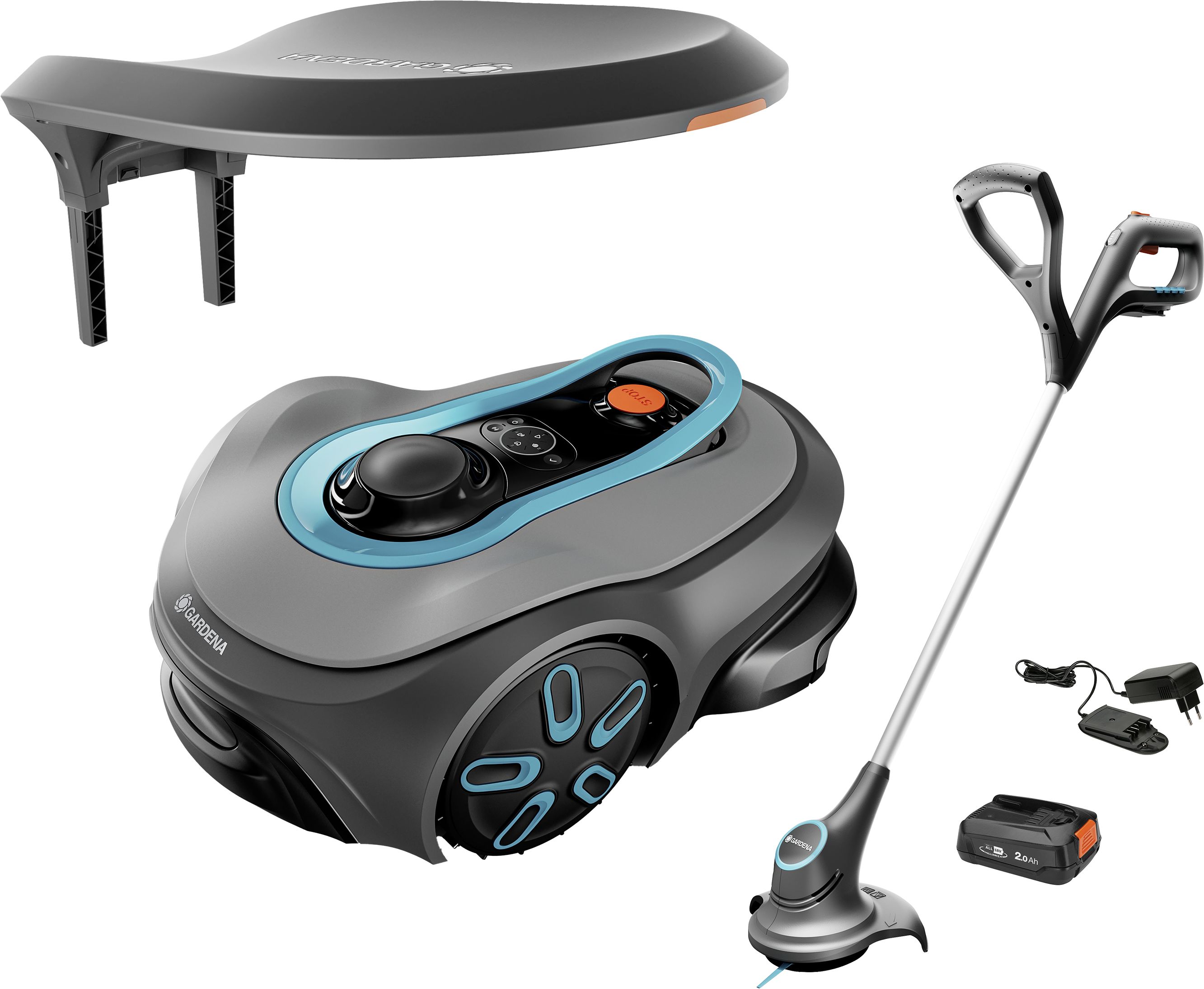 GARDENA Mähroboter "smart SILENO free Set" für Rasenflächen bis 800 m², mit Akku-Trimmer, 19922-20