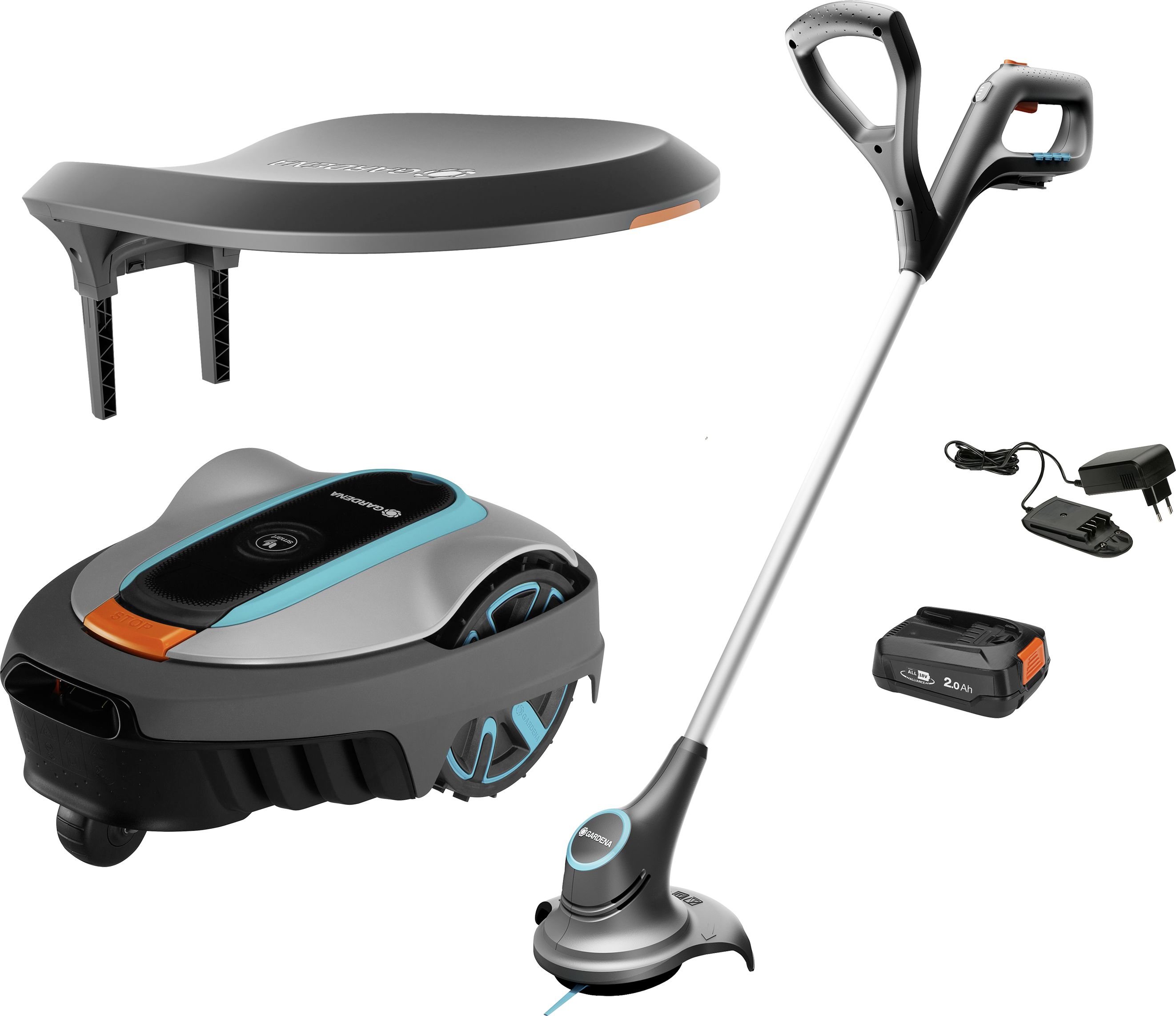 GARDENA Mähroboter "smart SILENO city" für Rasenflächen bis 600 m², mit Akku-Trimmer, 19603-60