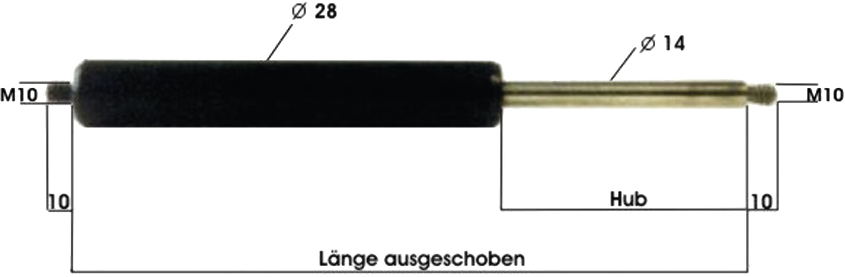 TRAILER POOL Gasdruckfeder 418 – 768 mm, 1.300 N, für Anhänger 14/18, GF14283507681300