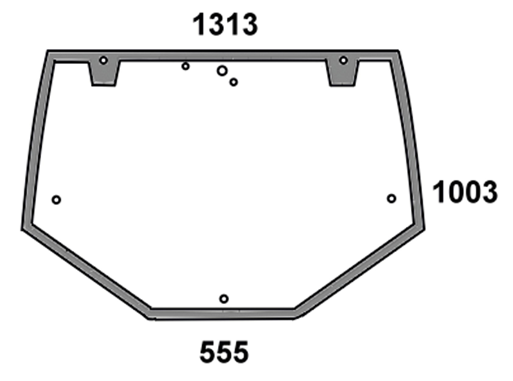Heckscheibe grün, 2-Loch-Befestigung, Siebdruck, für Traktor Fiat, Ford ab Bj. 96