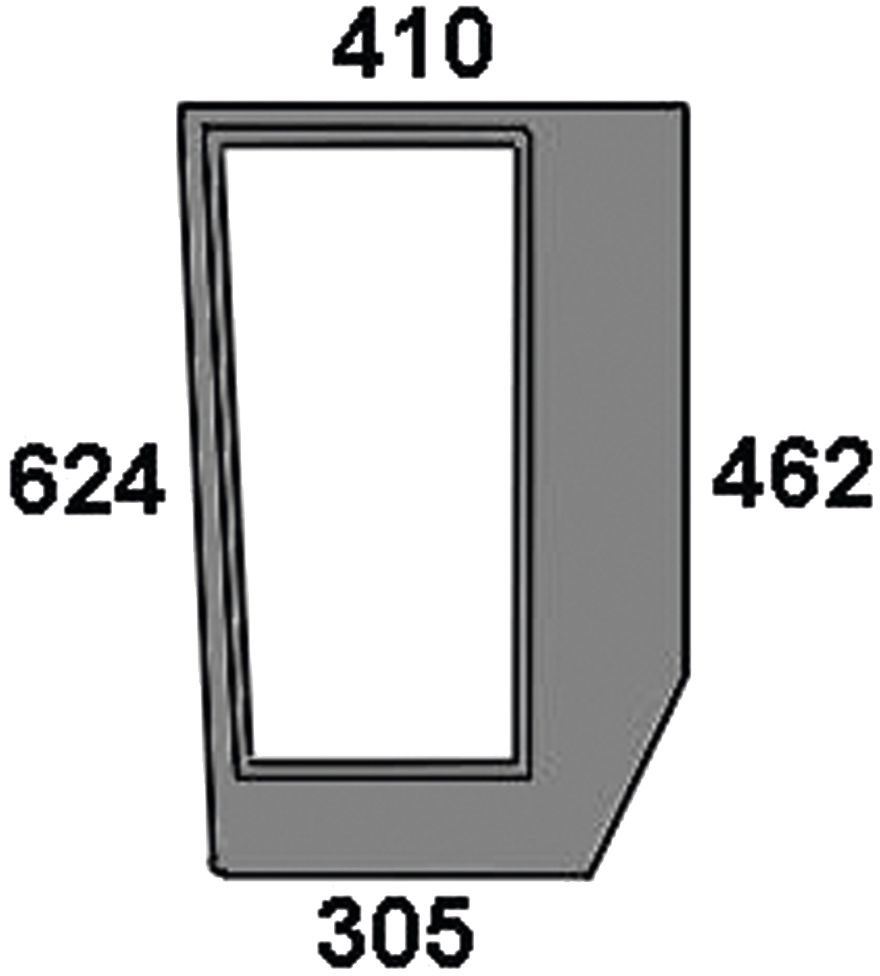 Frontscheibe grün, unten links, Siebdruck, für Traktor Case IH JX, New Holland TDD