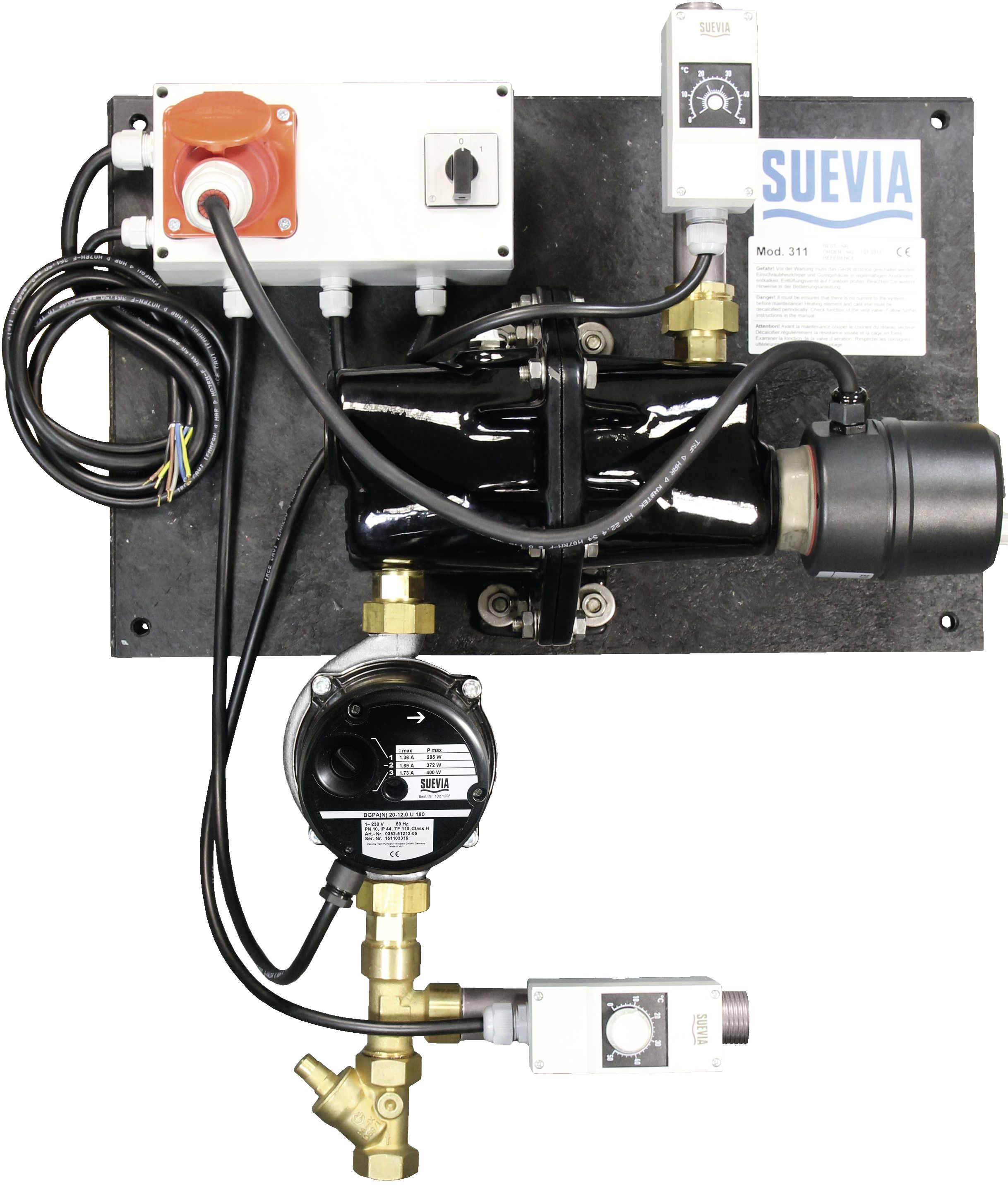 Suevia Zirkulationspumpe "Mod. 311" 230 V; 400 V Heizleistung 3.000 W, Anschluss 1", 100.0311