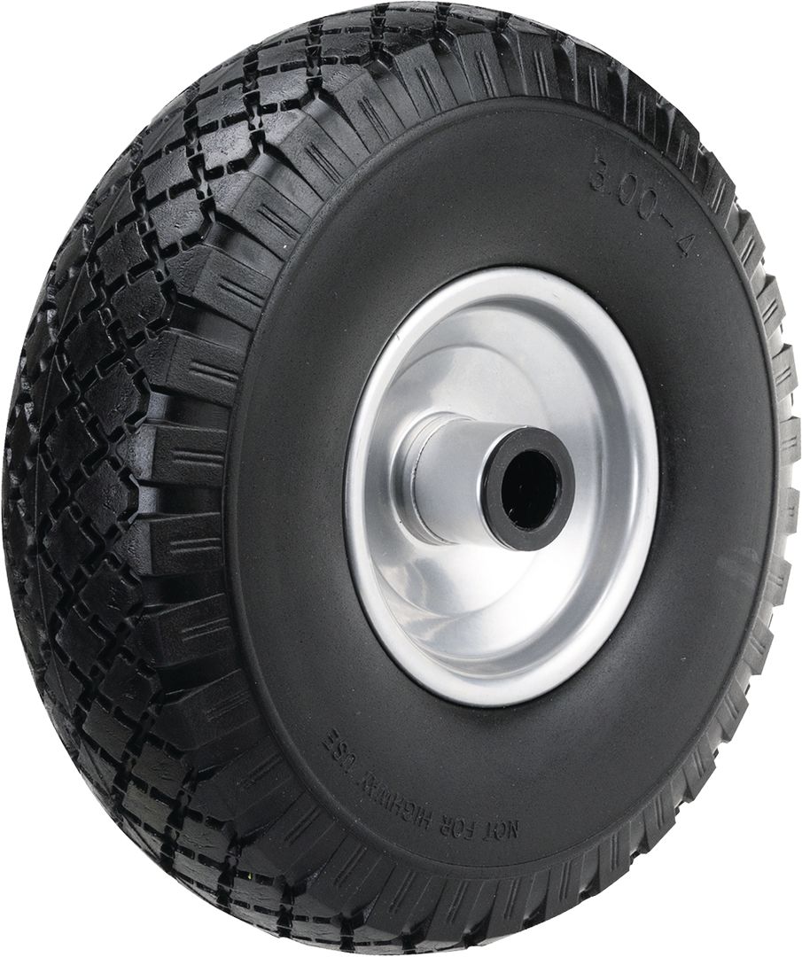 Knochenmuß Komplettrad 3.00 - 4/260x85 4 PR Block, Felge Stahlblech, silber lackiert, Nylon-Gleitlager, Nabe 75 x 20 mm