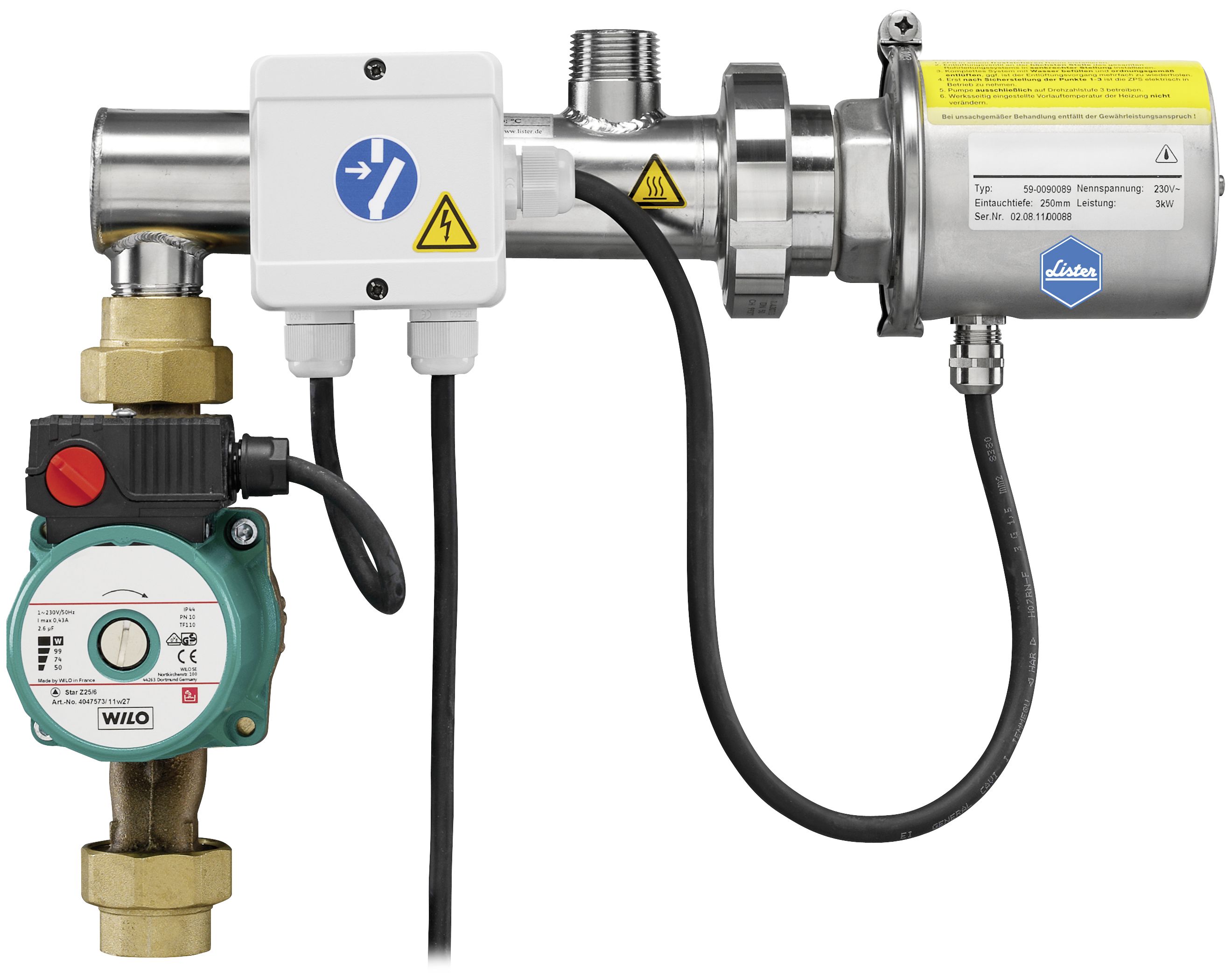 Lister Zirkulationspumpe "ZPS ECO II" 230 V Heizleistung 3.000 W, Anschluss 1", 50-6100000