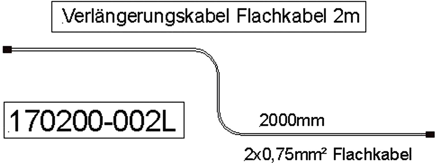 Verlängerungskabel 2 m, 12 V, 2 x 0,75 mm², für Einfunktionsleuchten