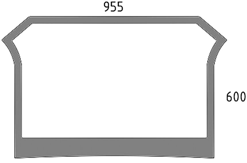 Heckscheibe grün, unten, Siebdruck, geklebt, für Traktor Deutz-Fahr Agrotron