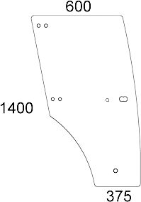 Türscheibe, grün, rechts, für John Deere 5000, Kabine Lochmann LX 036731/036420; F (LX 036731/ 036420); V (LX 036731/ 036420)