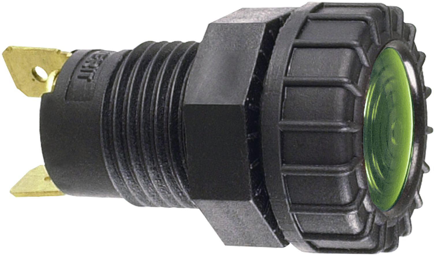 Herth + Buss Kontrollleuchte schwarz; grün, Flachsteckanschluss, 12 – 24 V, 85 781 162