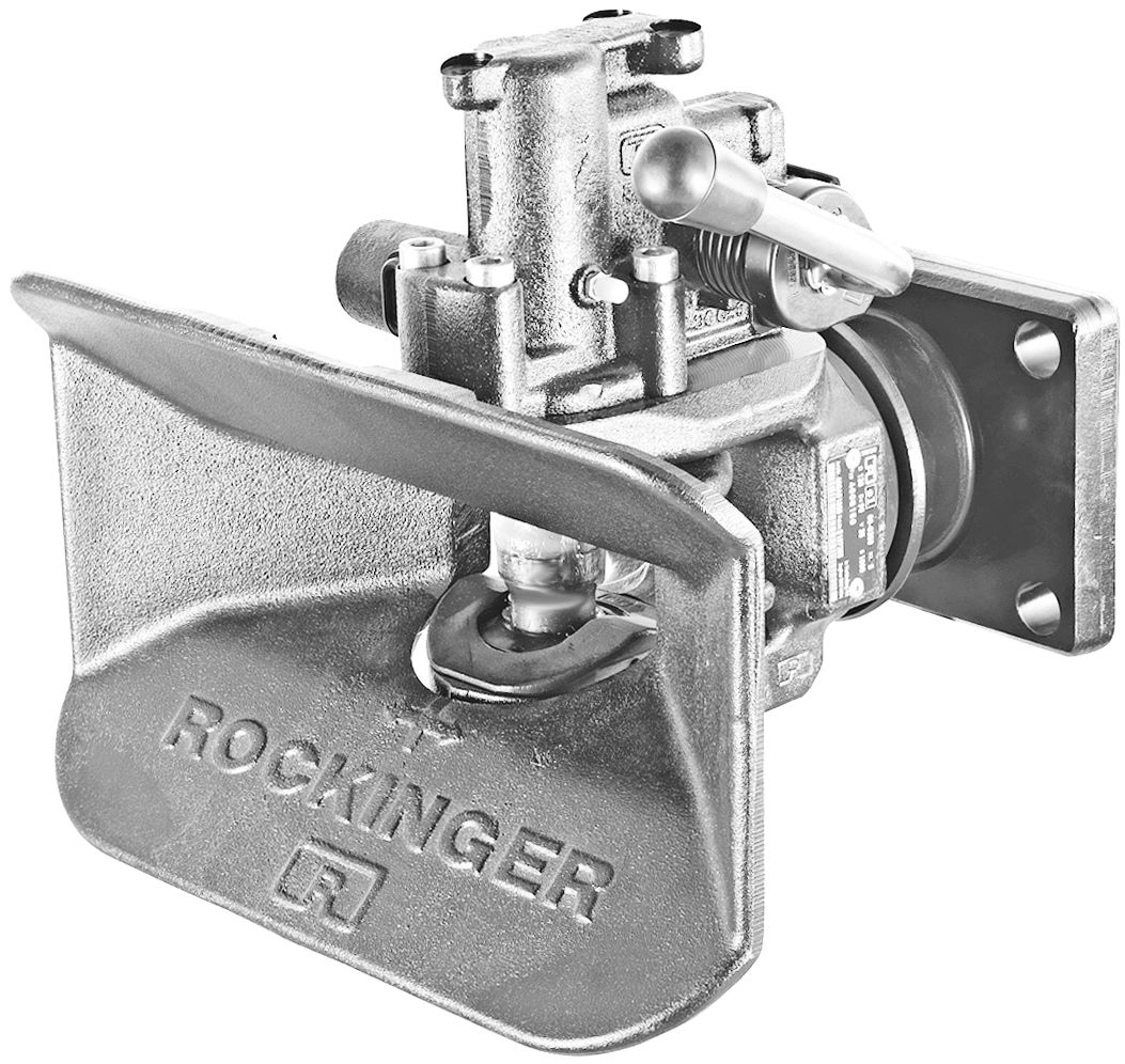 Rockinger Zugmaul "RO841B" automatisch mit Flanschlager, Handhebel abwärts, Lochbild B x H 140 × 80 mm, Ø Bolzen 38 mm, RO841B40100