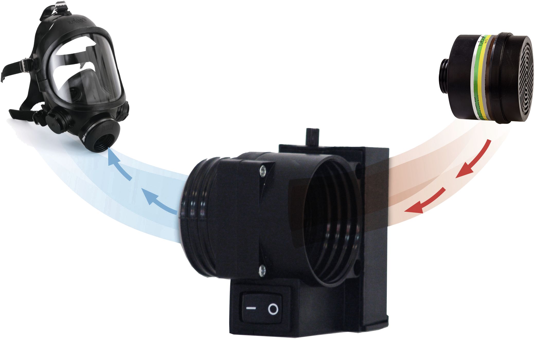 Ekastu Atemhilfe "Airmatic" für Halb- und Vollmasken mit Rundgewindeanschluss DIN EN 148-1