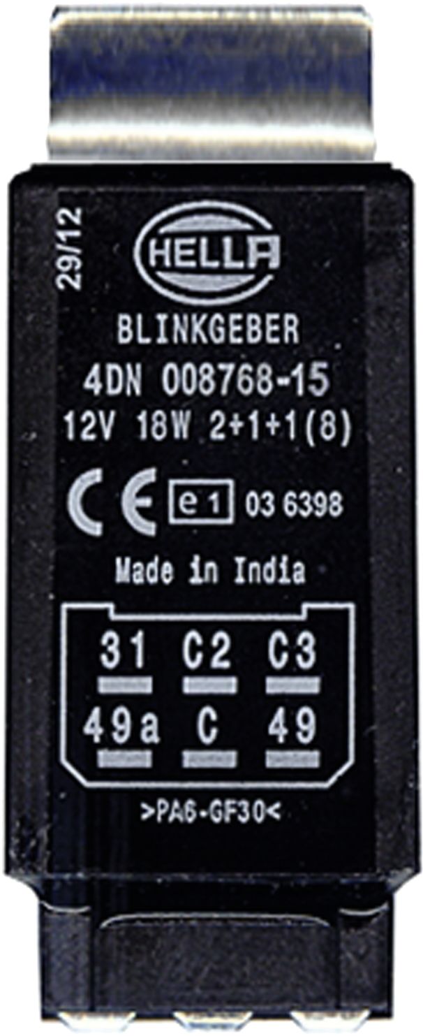 Hella Warnblinkgeber 12 V/18 W, 2 + 1 + 1(8) x 18, 6-polig, 4DN 008 768-151