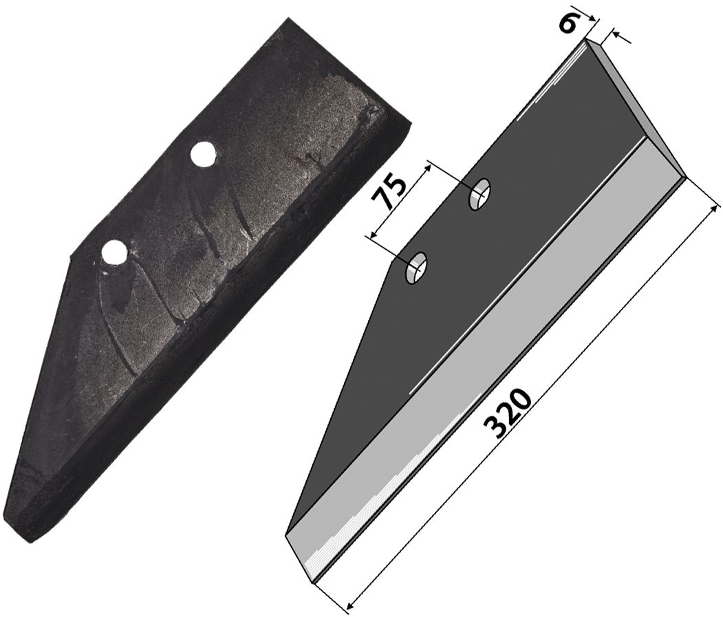 Industriehof Scharflügel links 320 mm, für Grubber Kverneland, 101.KVE-02L
