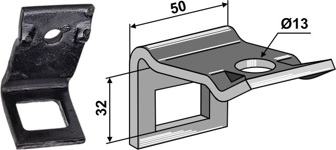Industriehof Zinkenhalter "D" für Federzinken 32 x 10 mm mit Verstärkungsfeder 32 x 10 mm, Passender Rahmen 50 x 12 mm für universal, 1.HH17-3107