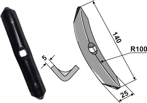 Industriehof Spitzschar 140 x 25 x 5 mm für Rau, 2.10.190R