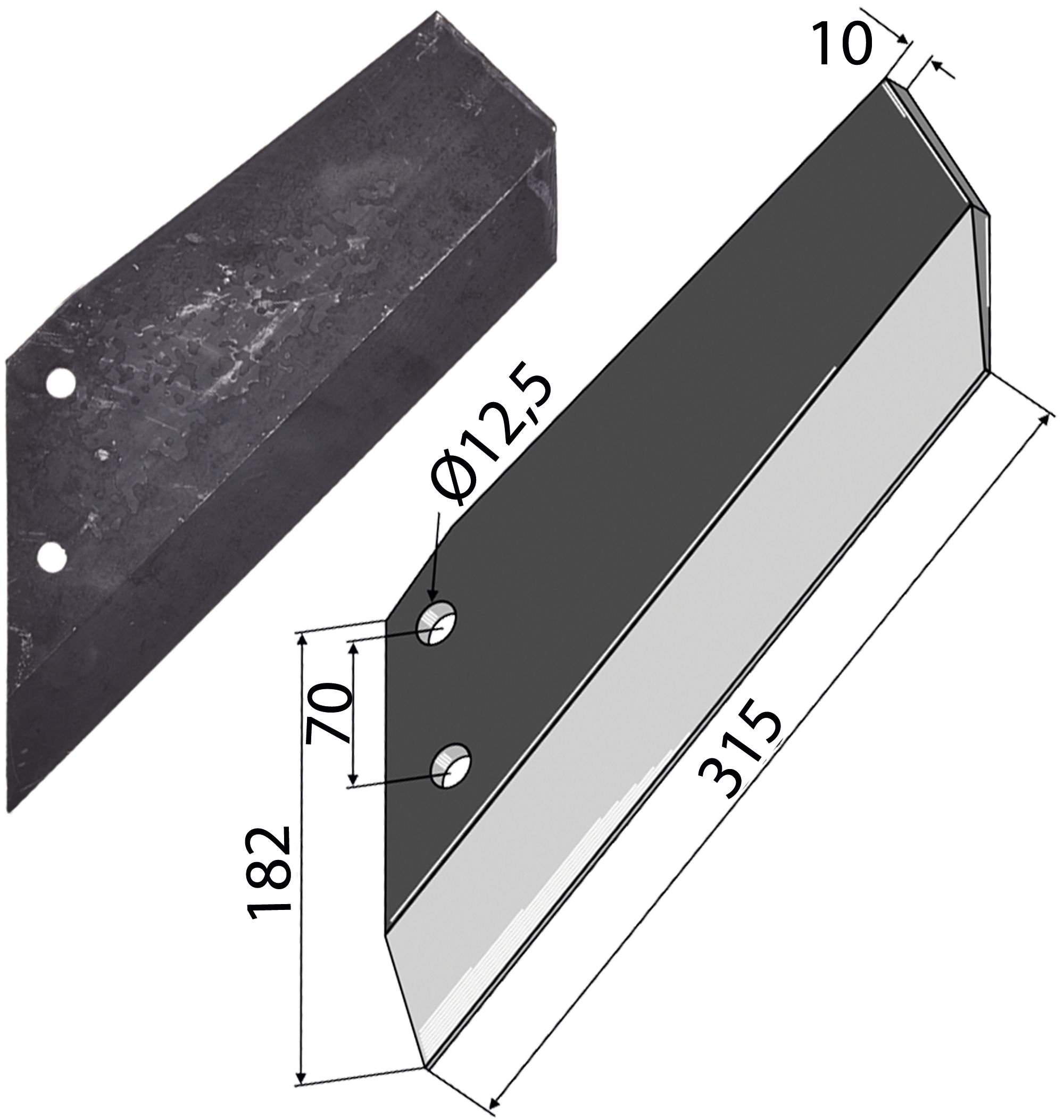 Industriehof Scharflügel rechts 315 mm, für Grubber Dal-Bo, 101.DAL-01R