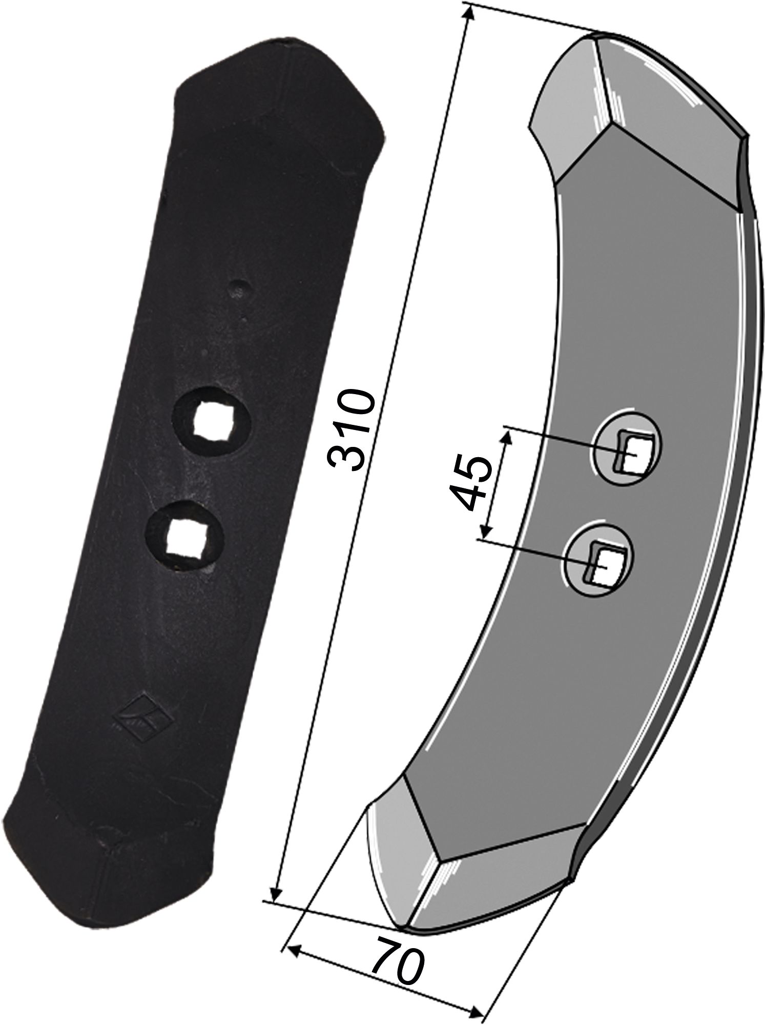 Industriehof Schmalschar 310 x 70 mm, für Schwergrubberstiel Väderstad, 101.VAD-12