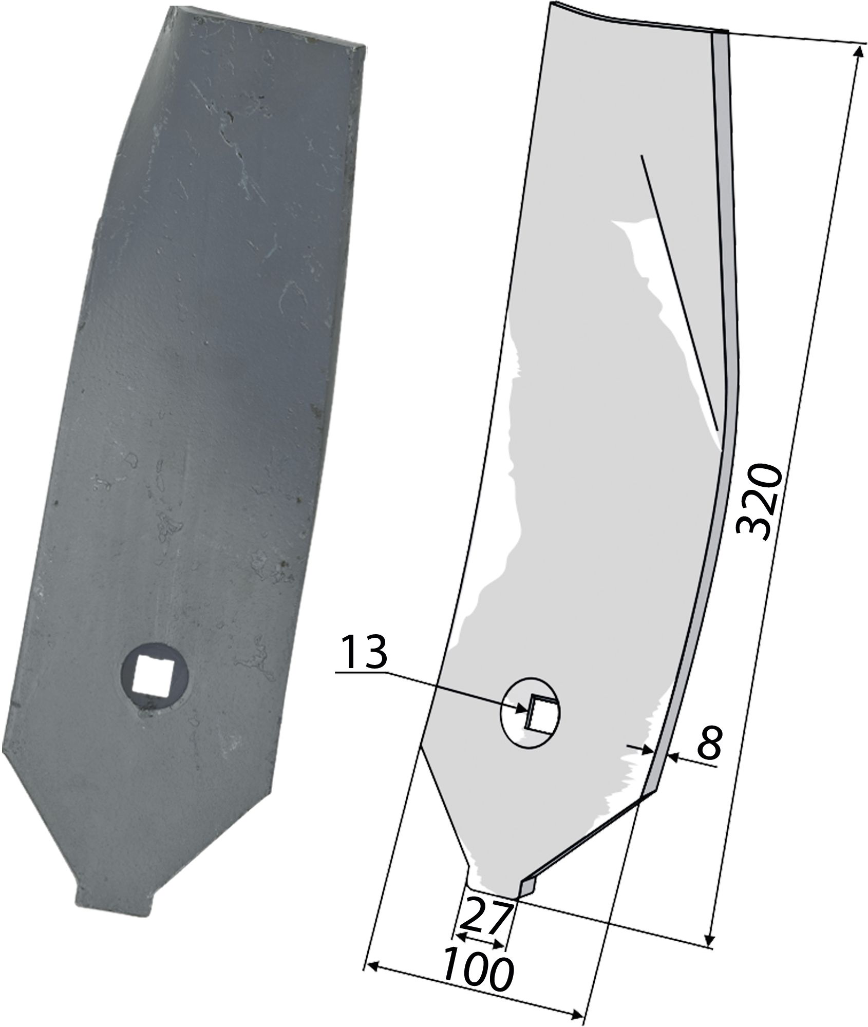 Industriehof Randleitblech links 320 x 100 x 8 mm für Lemken: Karat, 101.IND-768L