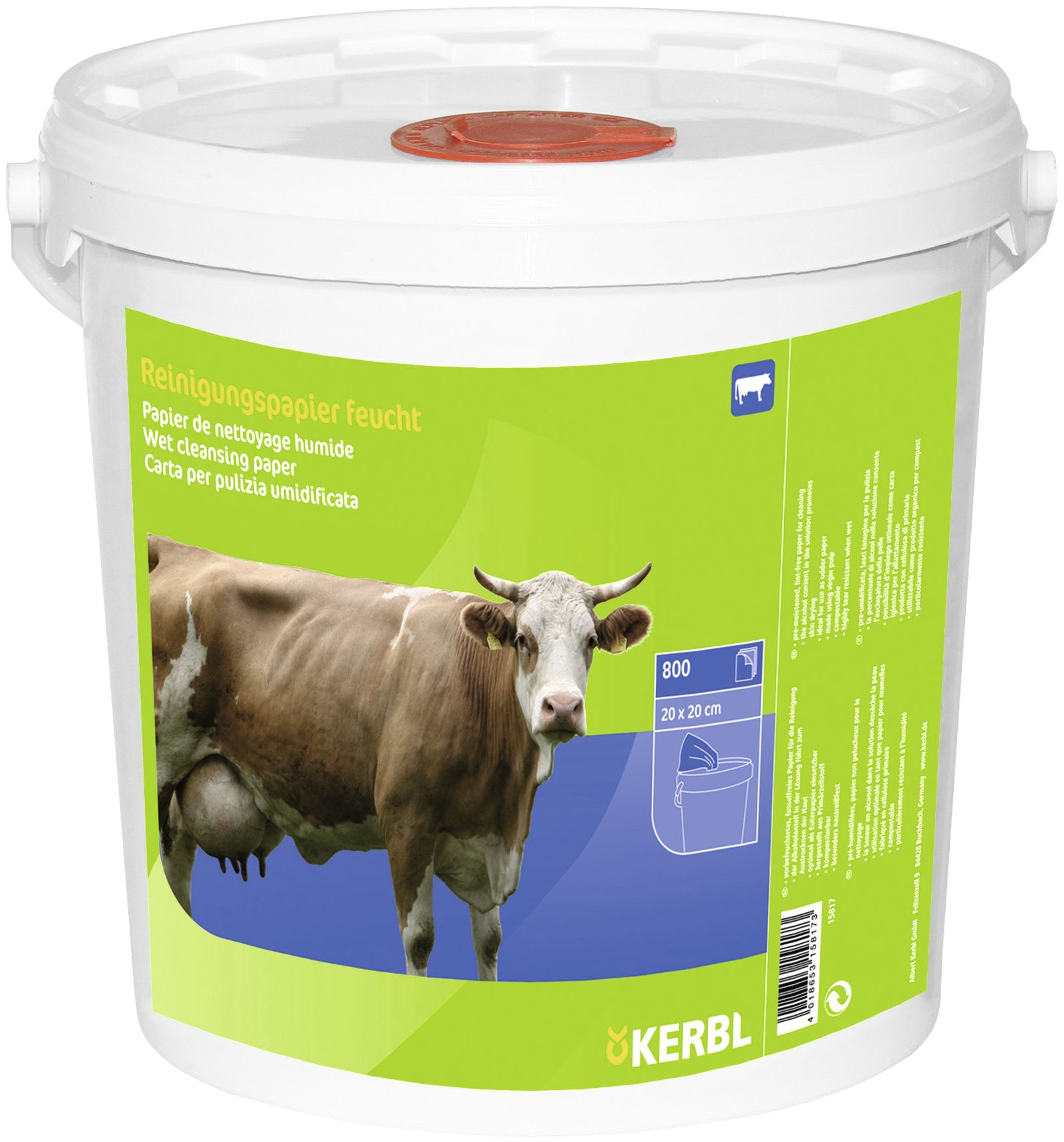 KERBL Euterpapier 200 x 200 mm feucht, mit Kreppstruktur 800 Blatt, 15817