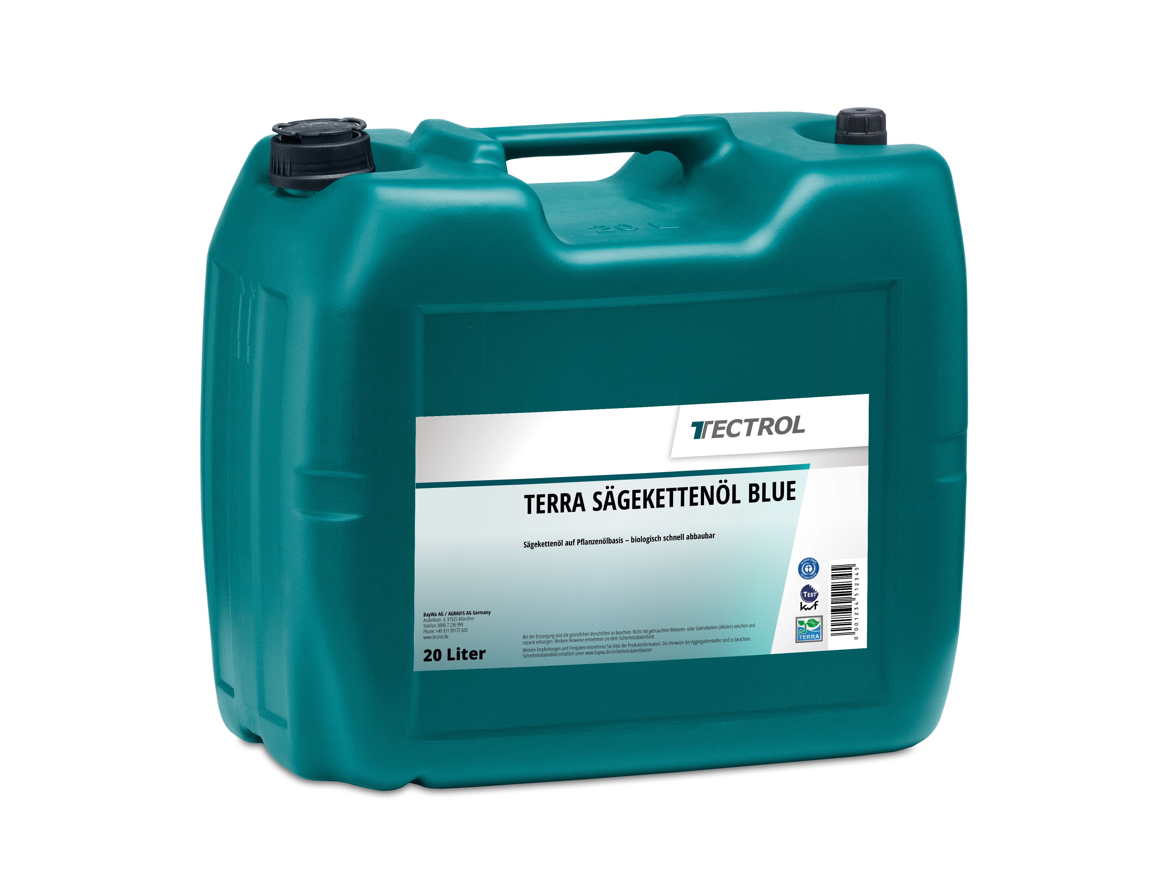 TECTROL TERRA SÄGEKETTENÖL BLUE 20 l Kanister Biologisch abbaubares Kettenöl, Blauer Engel, EU-Ecolabel, Sägekettenöl,
