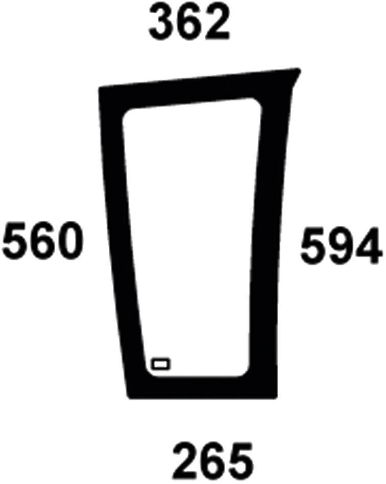 Frontscheibe grün, unten links, Siebdruck, geklebt, für Traktor Fendt Farmer 300, Favorit, Vario 300, 900