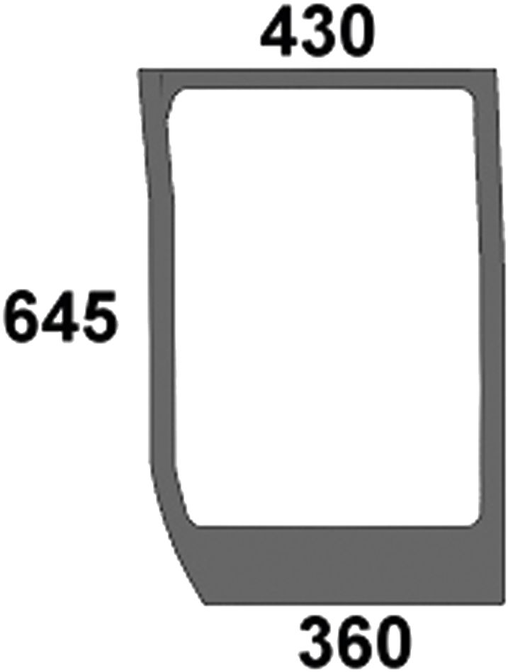 Frontscheibe grün, unten links, Siebdruck, ausstellbar, für Traktor Case IH MXU, Maxxum; New Holland TSA; Steyr