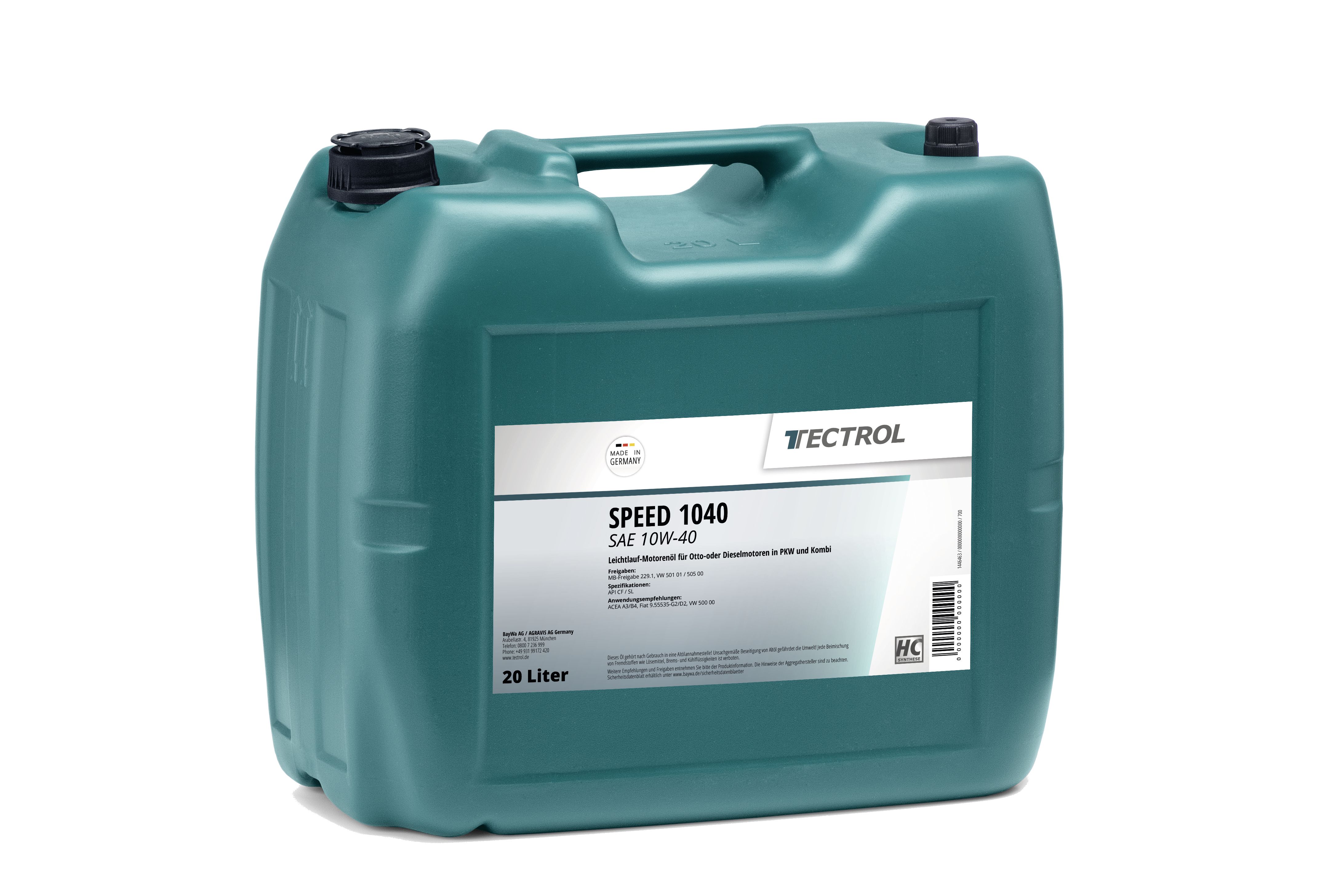 TECTROL SPEED 1040 20 l Kanister SAE 10W-40 Motoröl, Leichtlauföl, PKW, Otto- und Dieselmotor mit und ohne Turbo