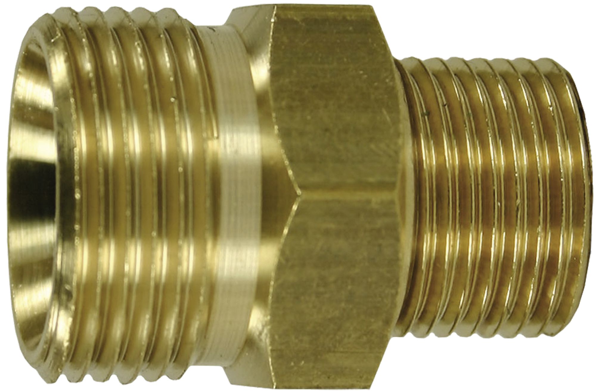 Gewindenippel M 22 x 1,5 AG; 3/8" AG, CuZn (Messing), mit Konus (AGR), für Hand-/Drehverschraubungen, Hochdruckreiniger Weidner